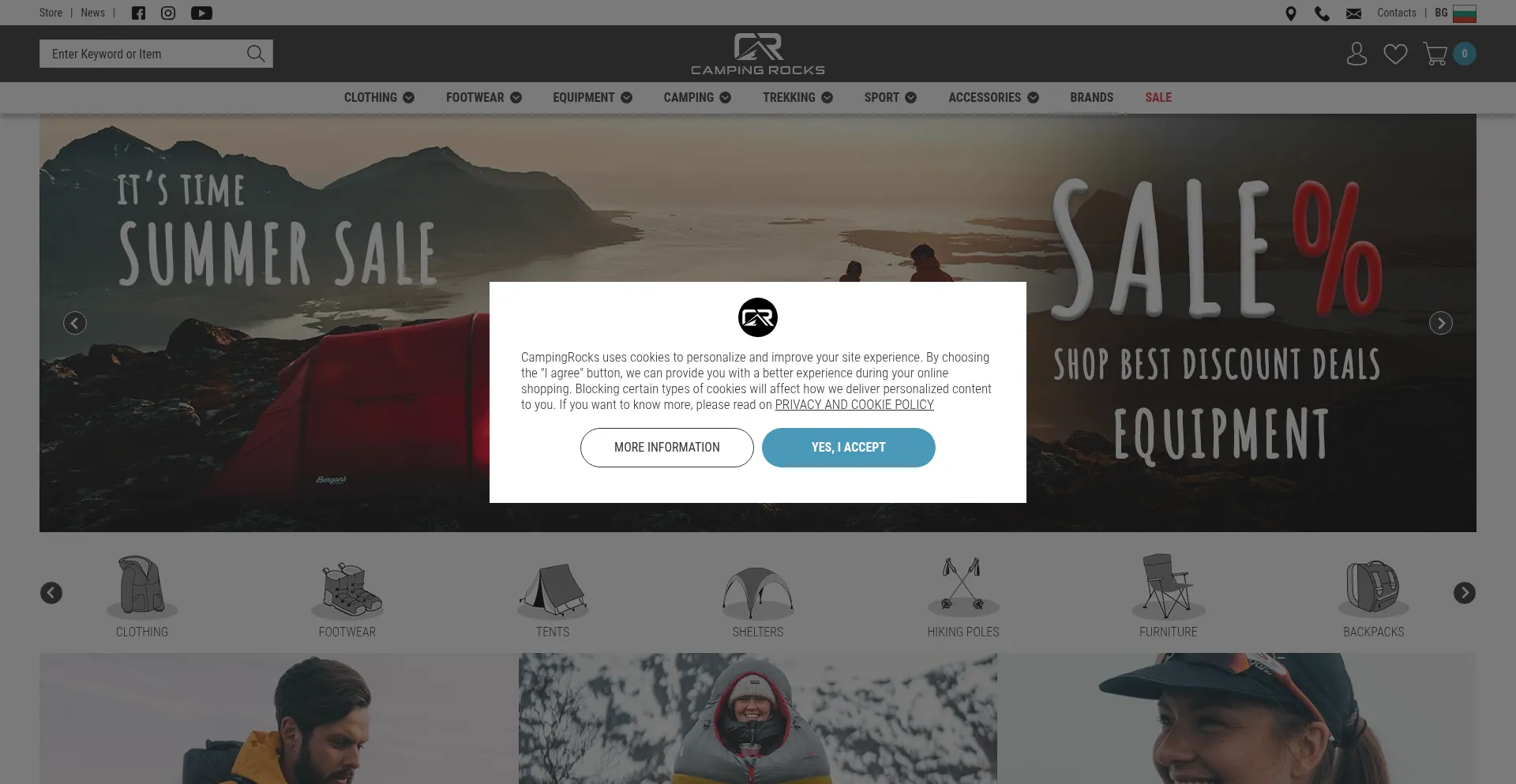 Website screenshot of Campingrocks.com