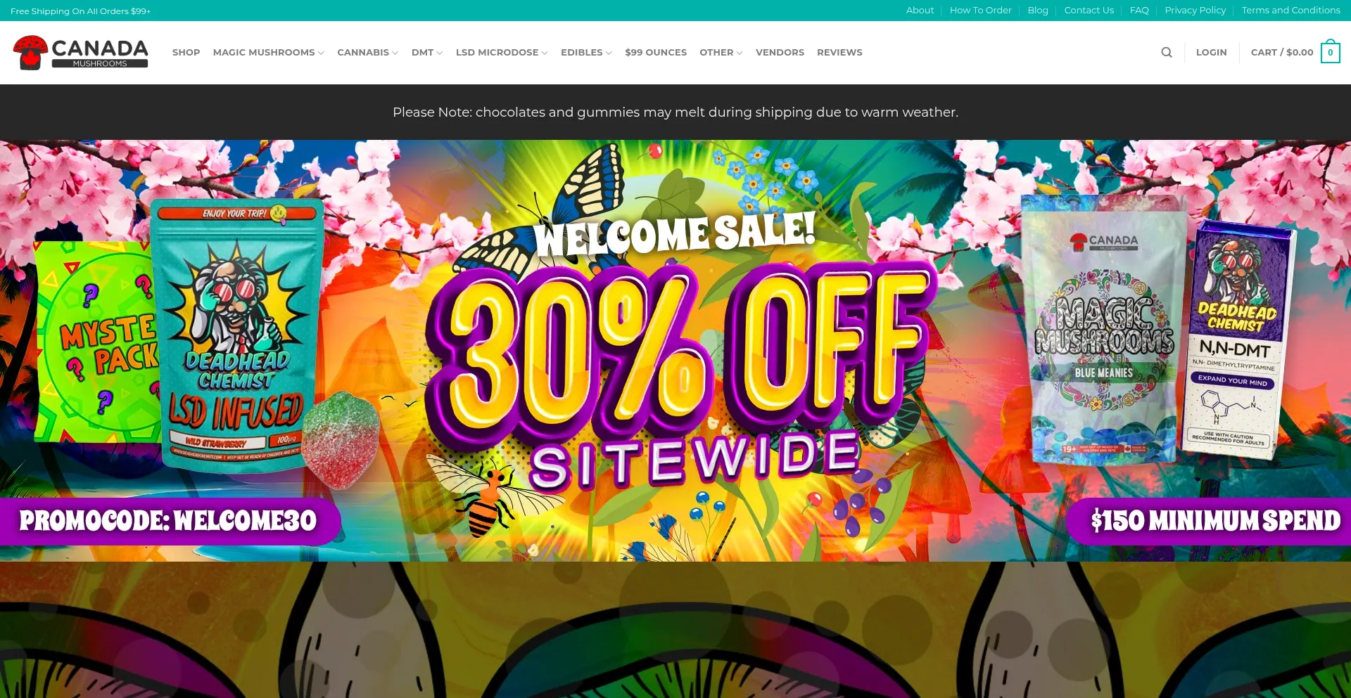 Website screenshot of Canadamushrooms.is