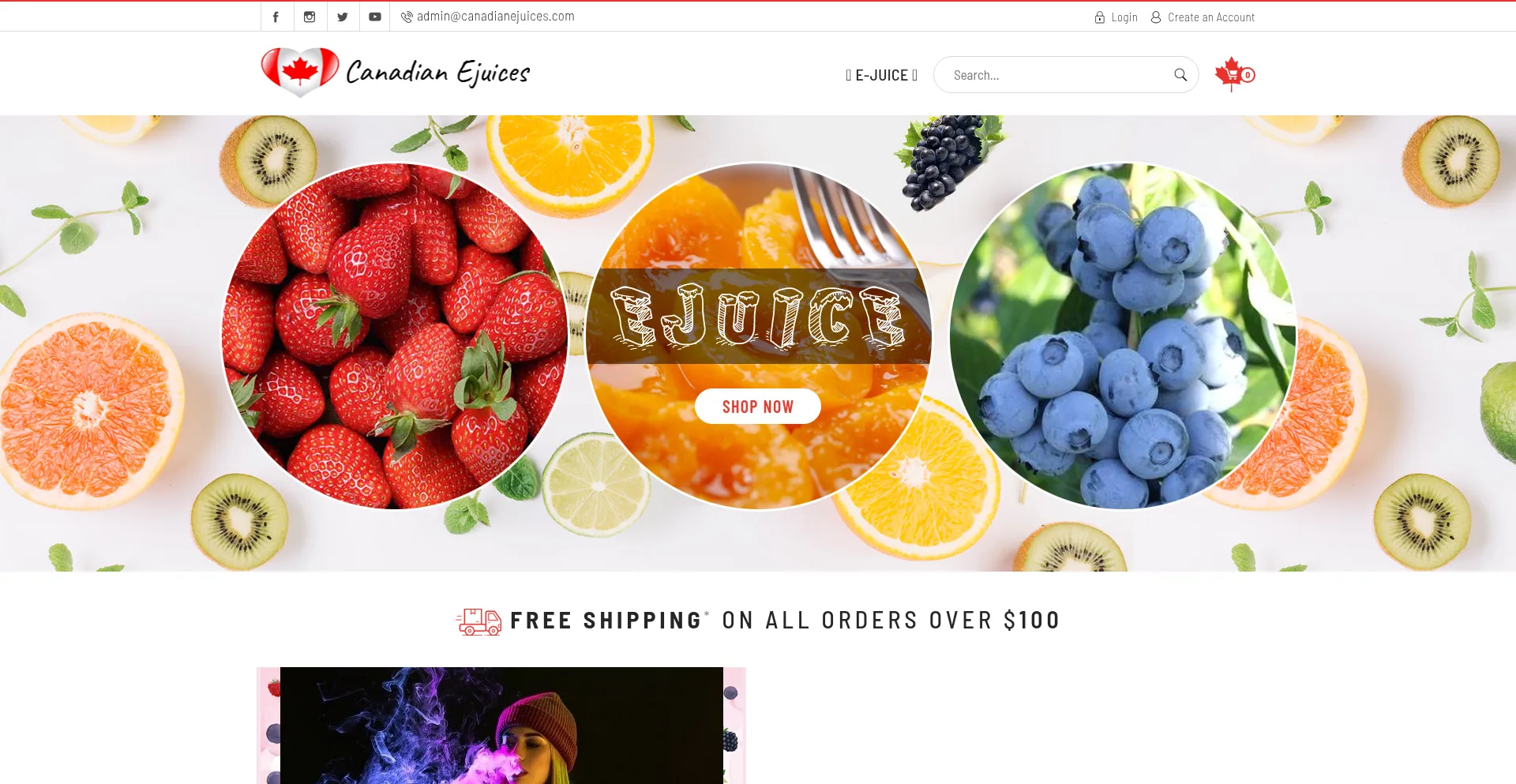 Website screenshot of Canadianejuices.com