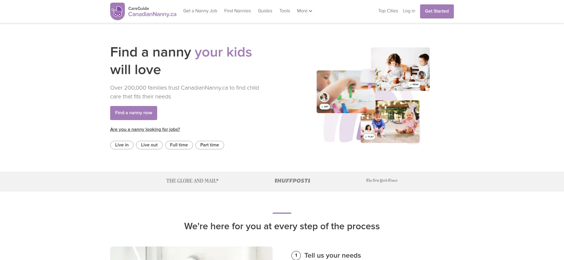 Website screenshot of Canadiannanny.ca