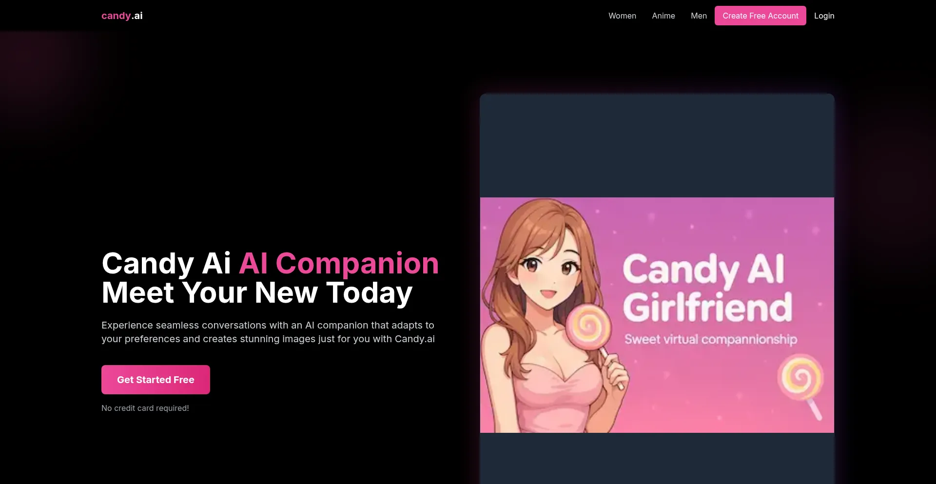 Website screenshot of Candy-ai-app.com