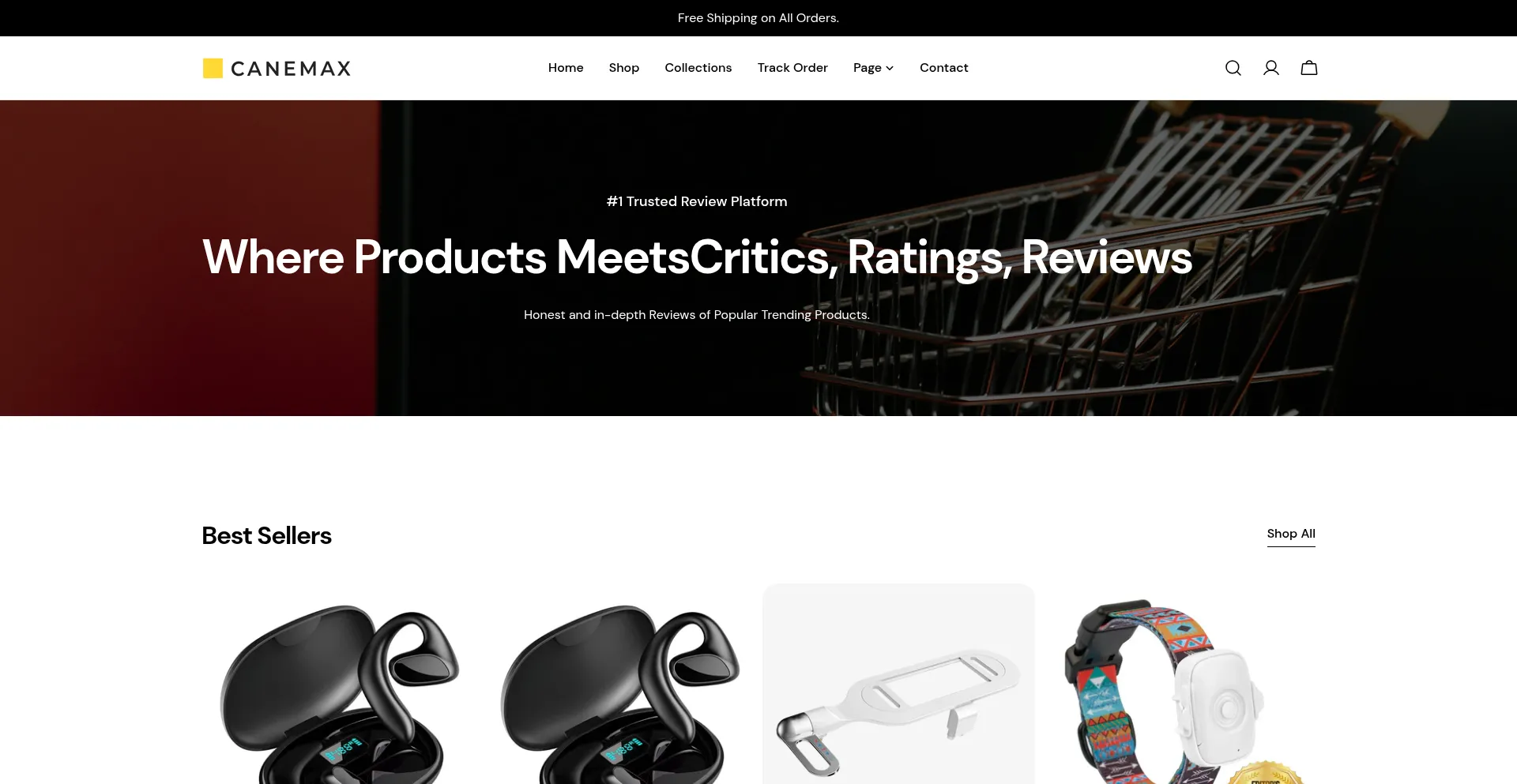 Website screenshot of Canemax.com