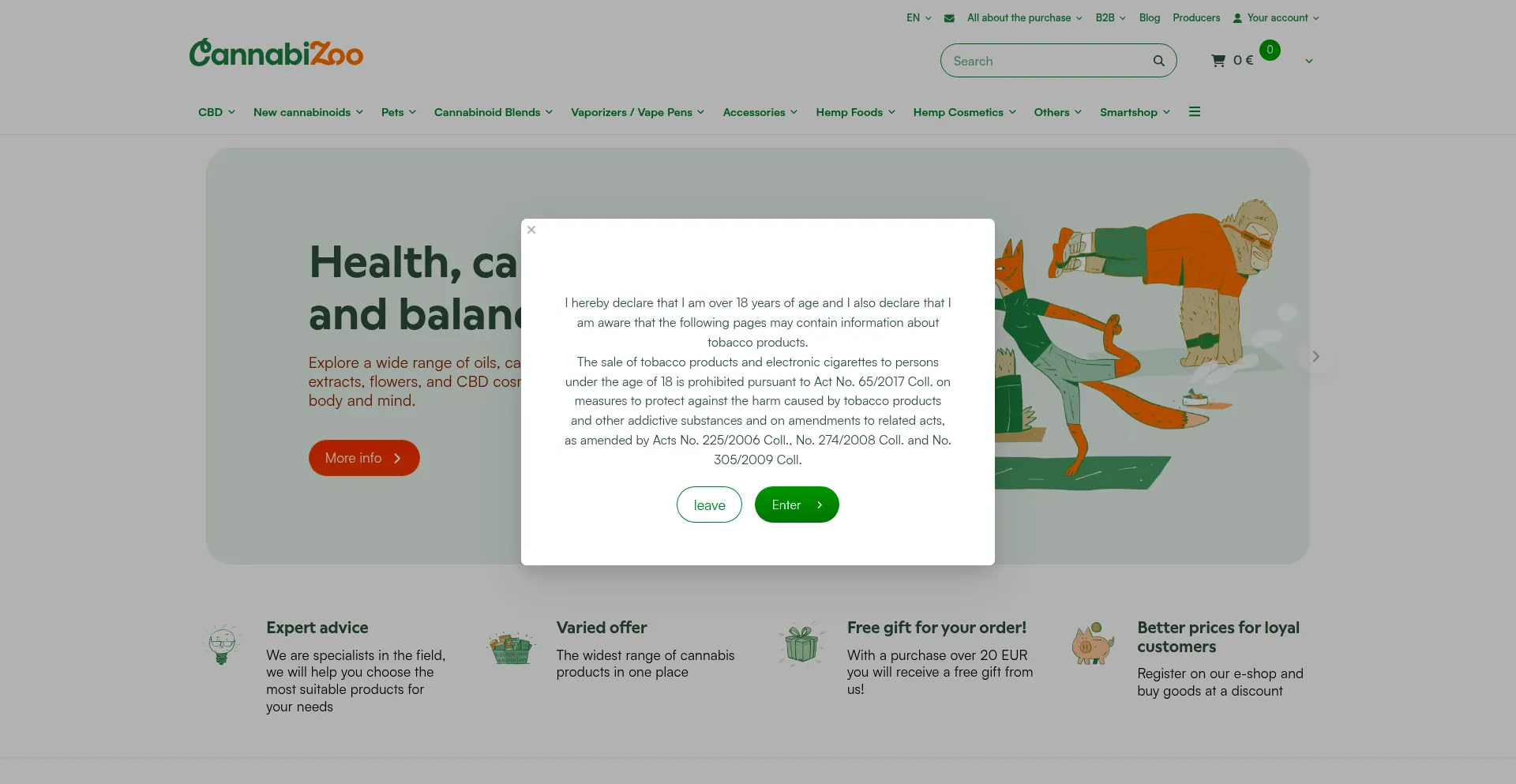 Website screenshot of Cannabizoo.com