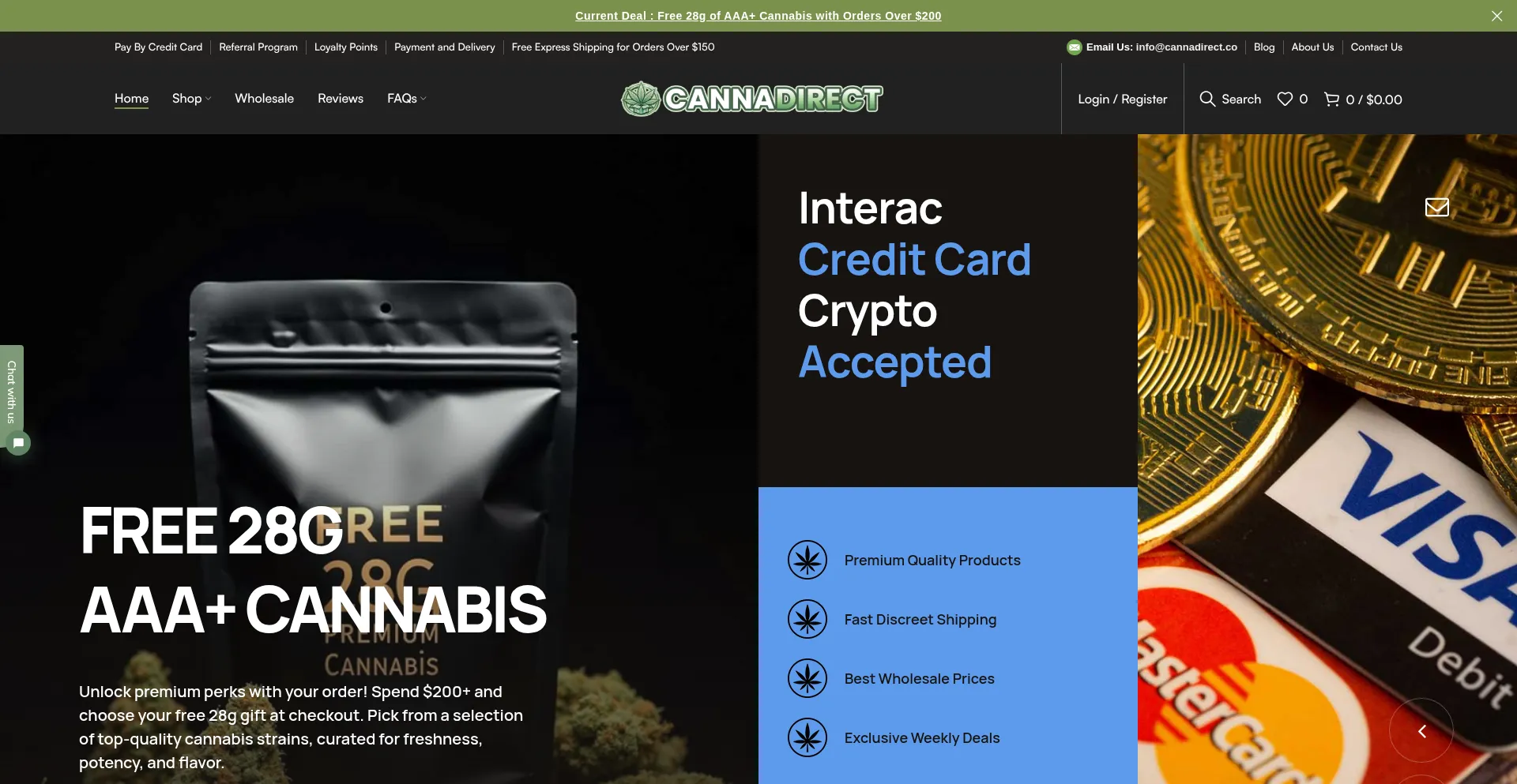 Website screenshot of Cannadirect.co