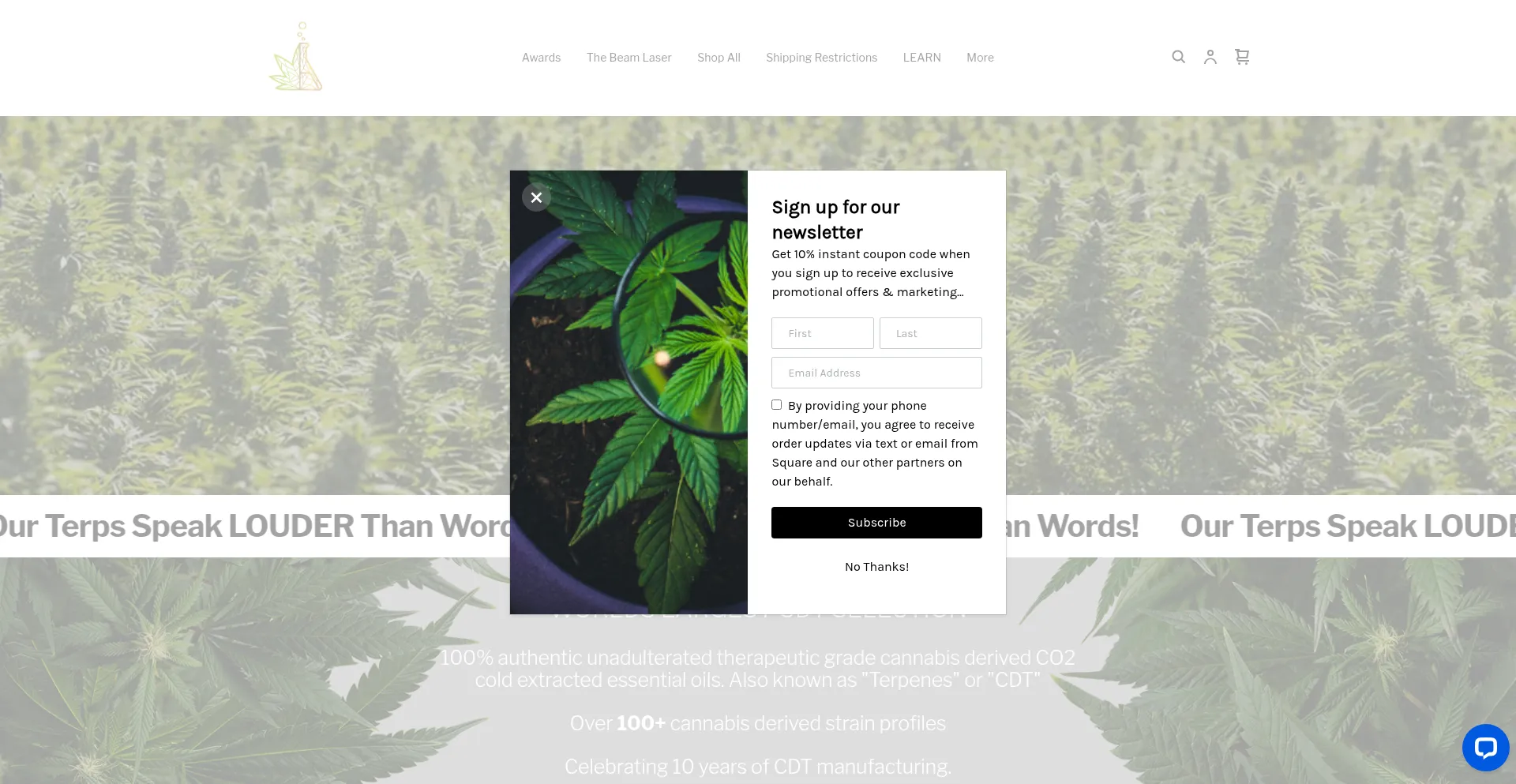 Website screenshot of Cannarefined.com