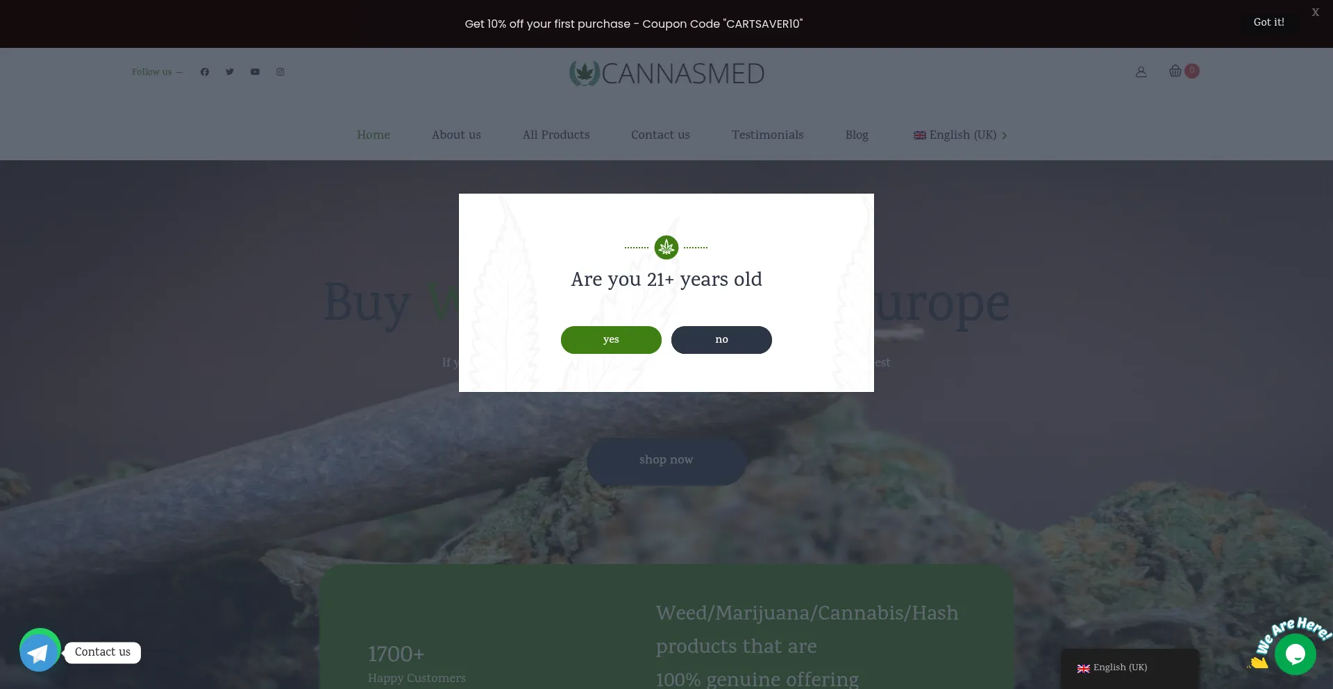 Website screenshot of Cannasmed.com