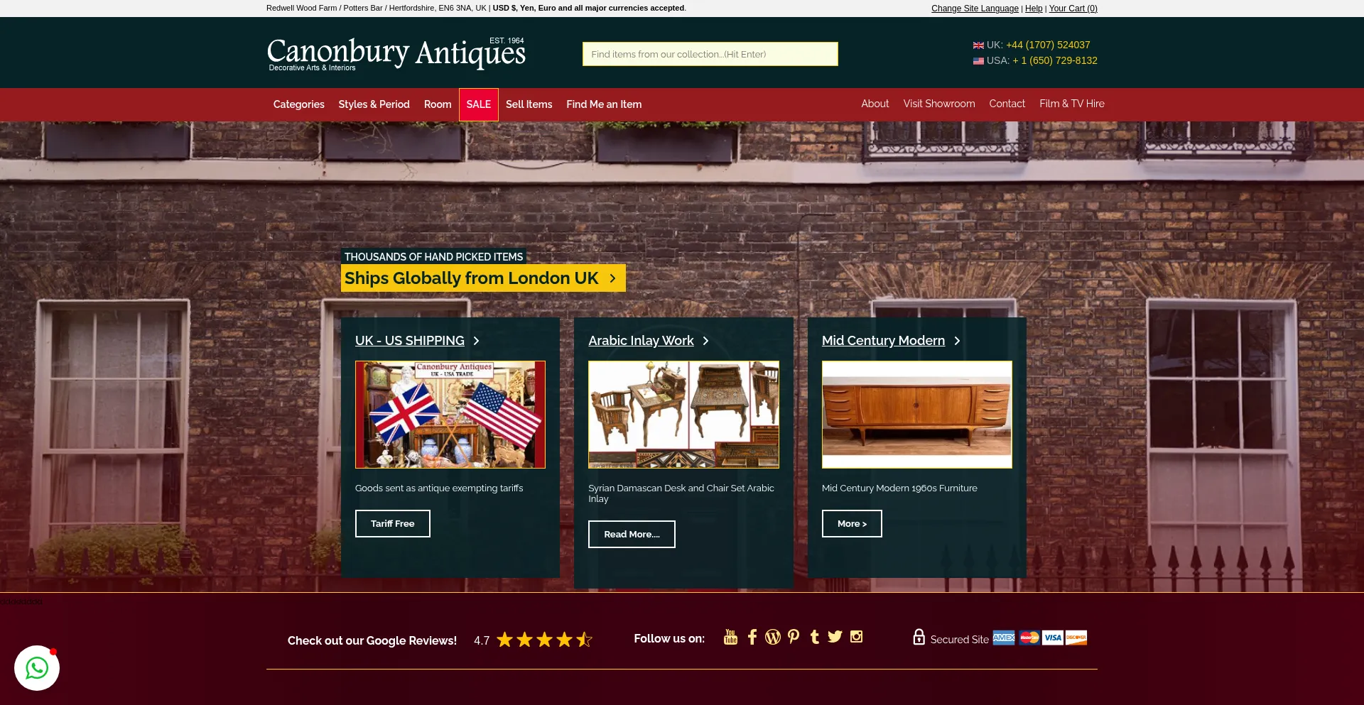 Website screenshot of Canonburyantiques.com