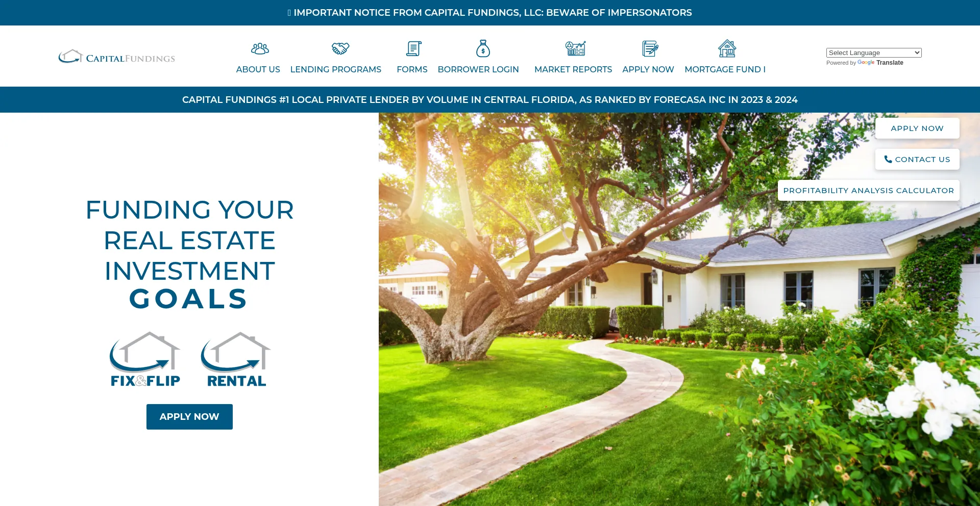 Website screenshot of Capfund.com