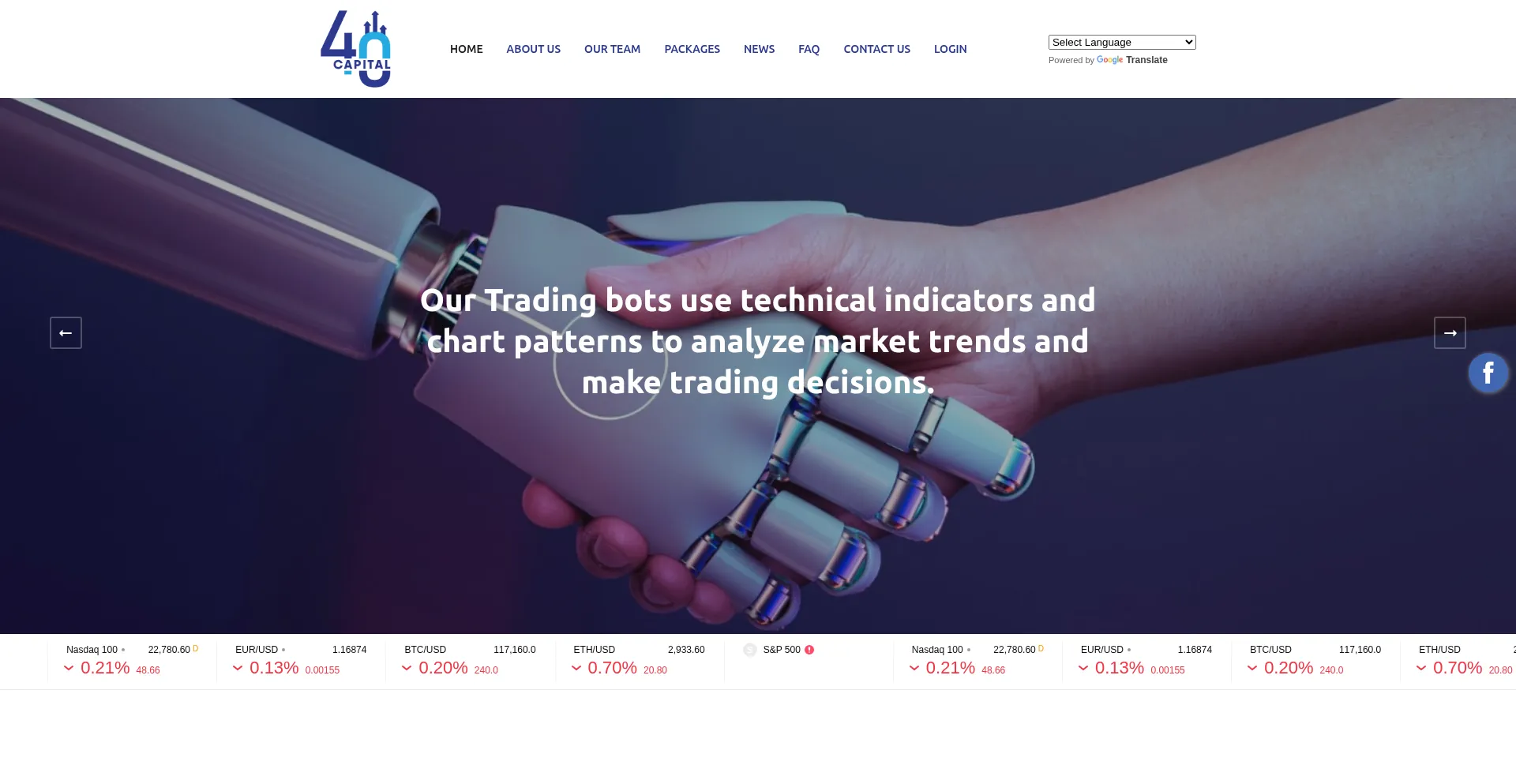 Website screenshot of Capital40.com