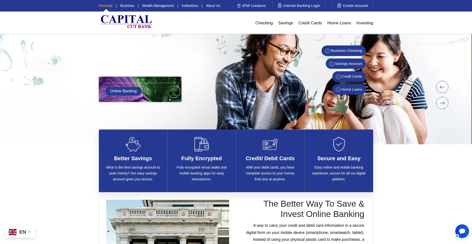 Website screenshot of Capitalcutbank.com