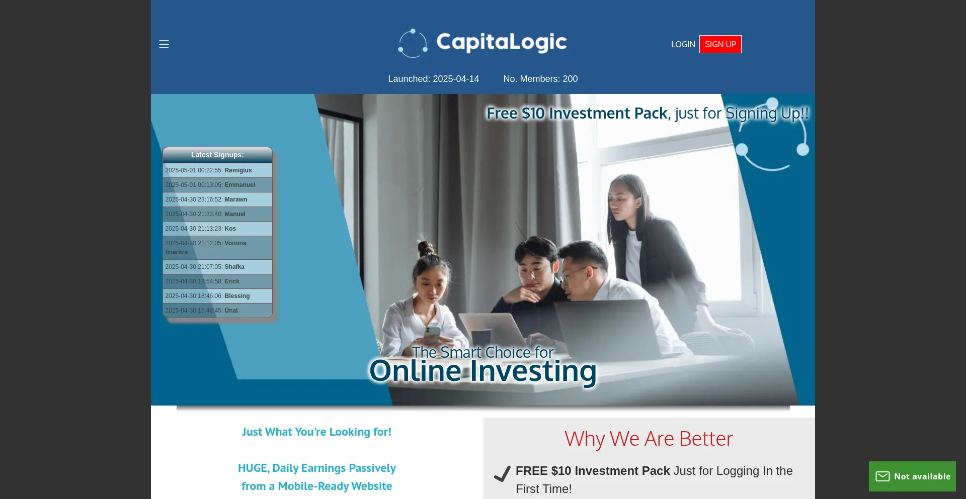 Website screenshot of Capitalogic.is