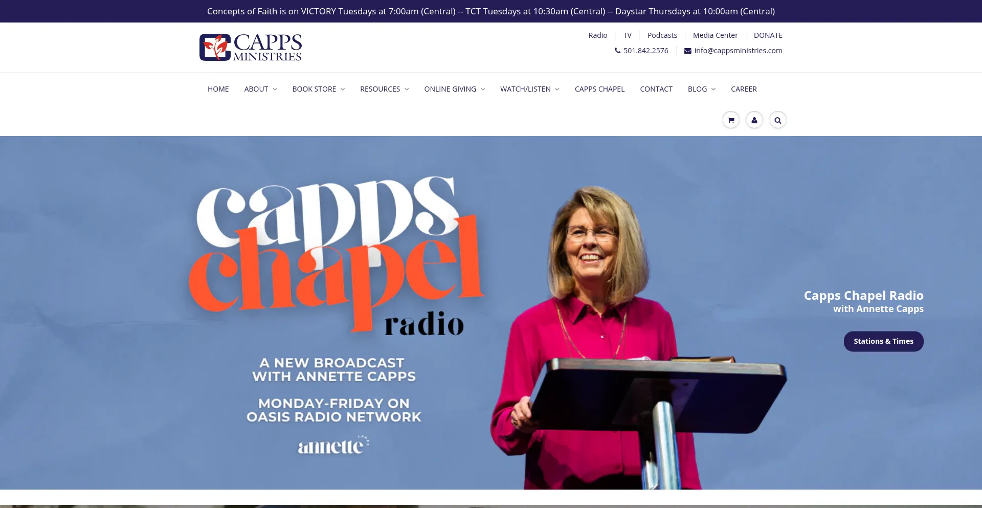 Website screenshot of Cappsministries.com