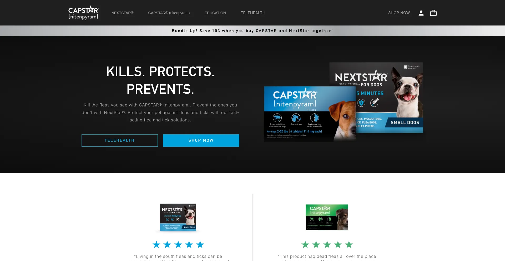 Website screenshot of Capstarpet.com