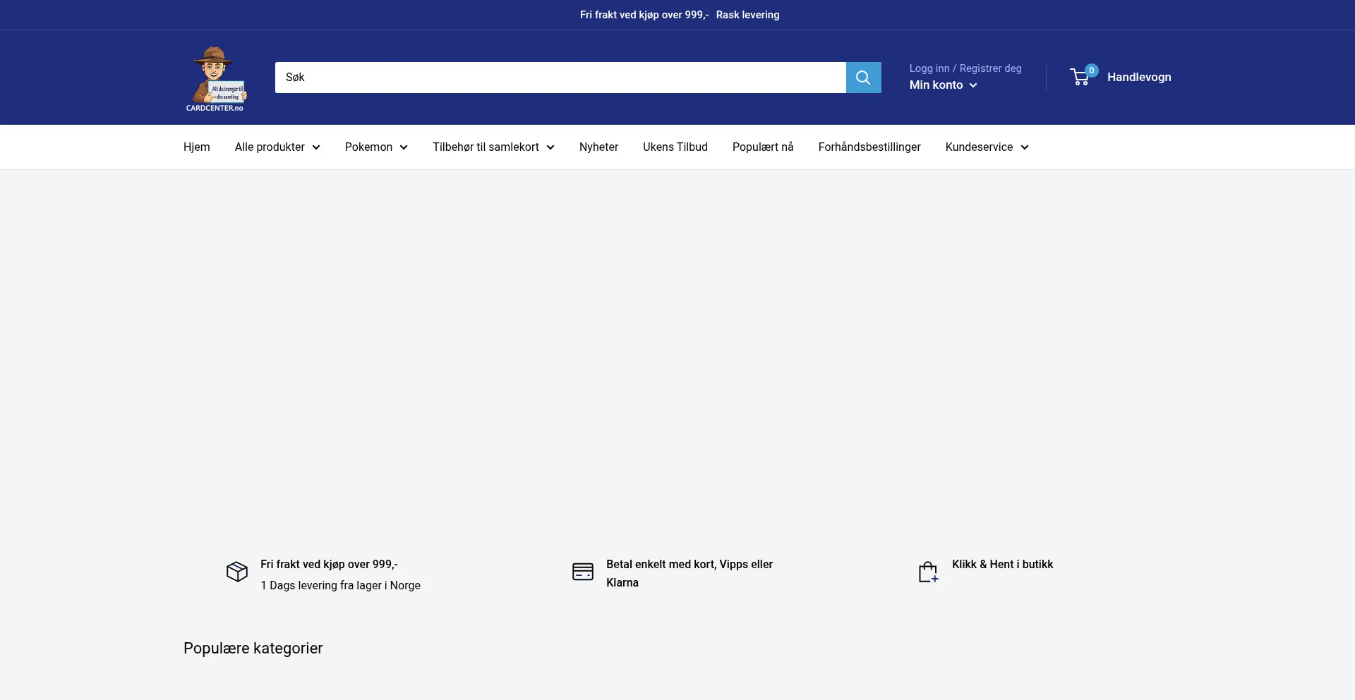 Website screenshot of Cardcenter.no