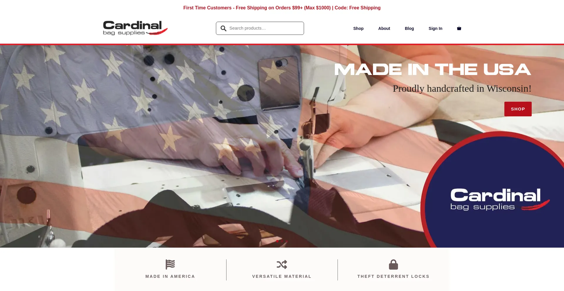 Website screenshot of Cardinalbagsupplies.com