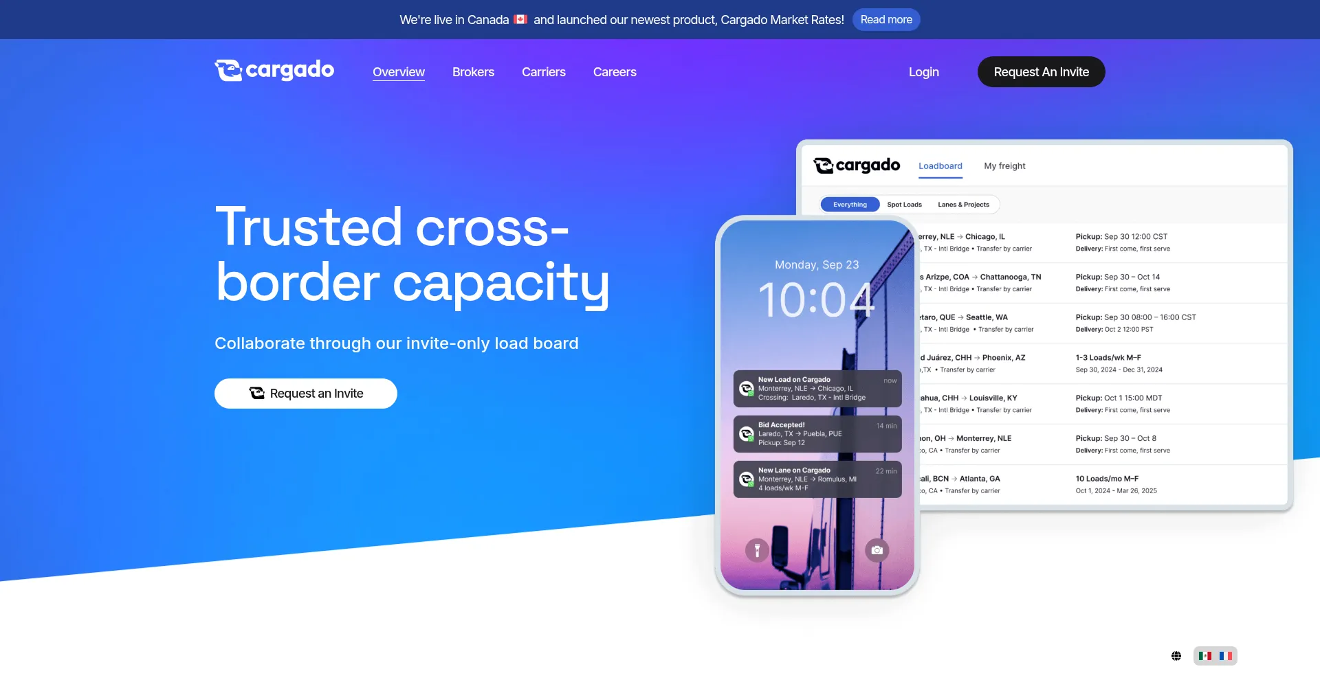 Website screenshot of Cargado.com