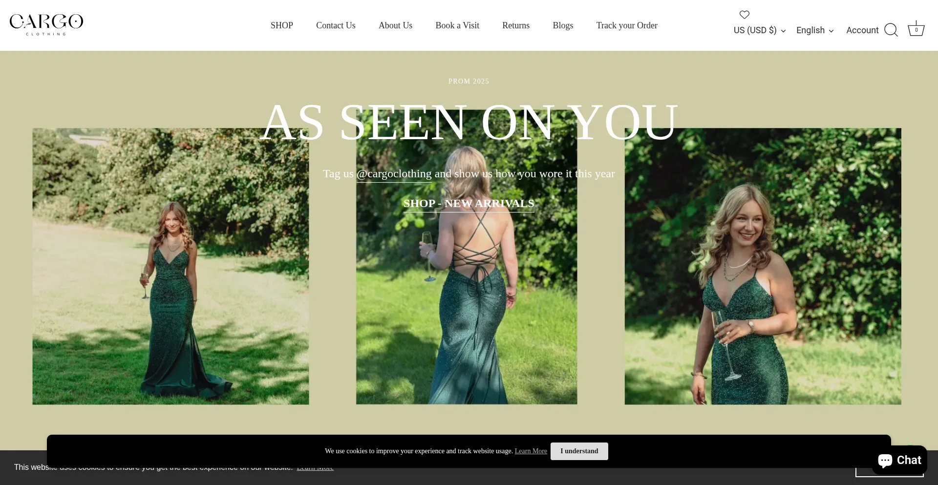 Website screenshot of Cargoclothing.com