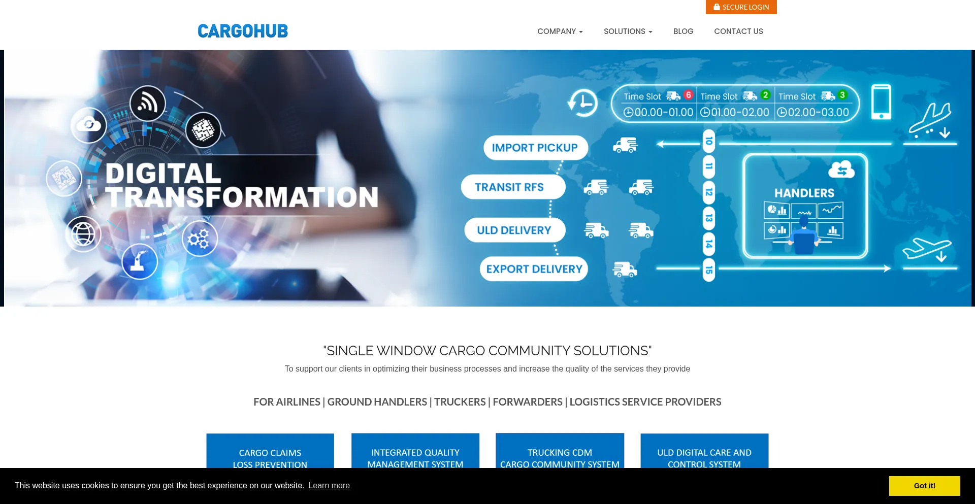 Website screenshot of Cargohub.nl