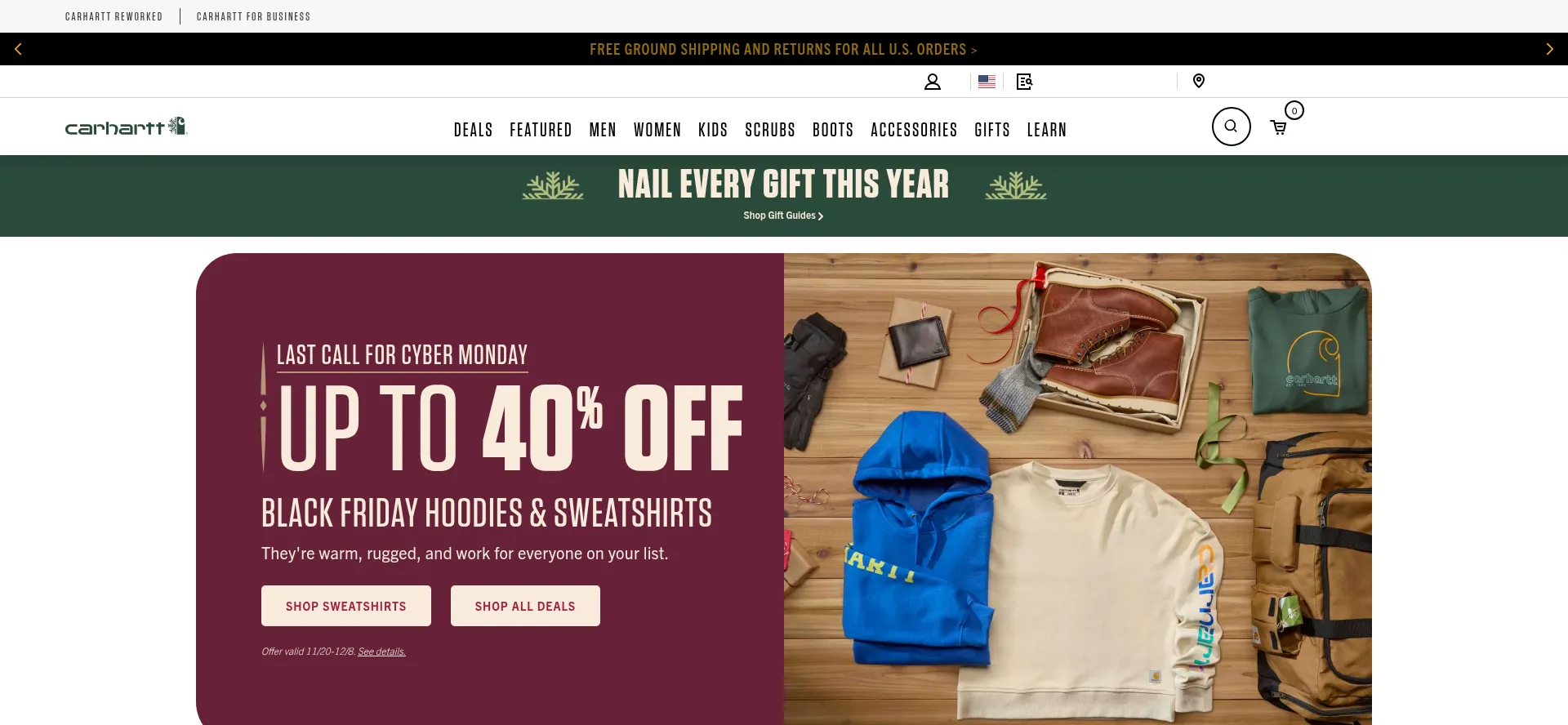 Website screenshot of Carhartt.com