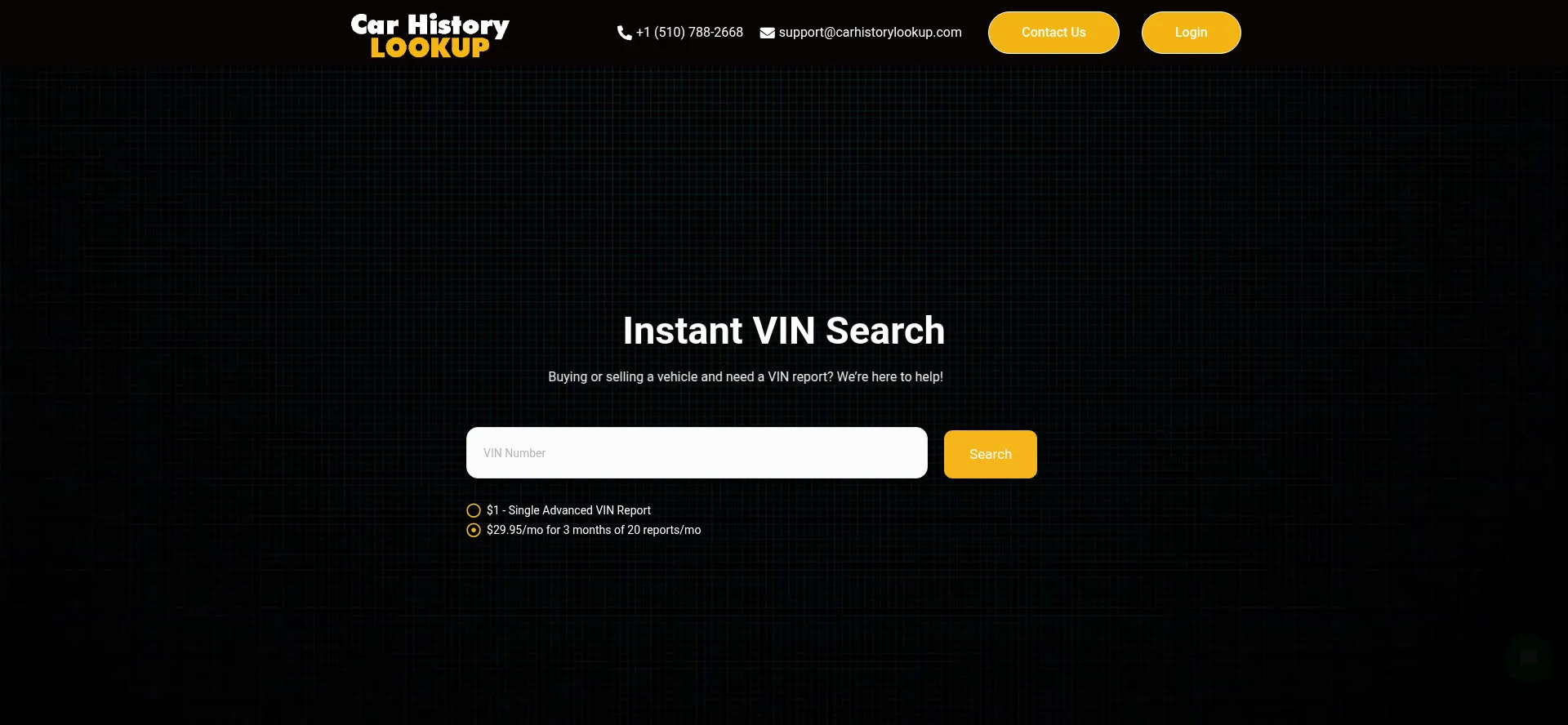 Website screenshot of Carinfochecker.com