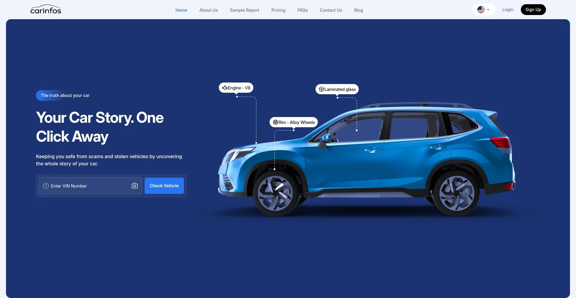 Website screenshot of Carinfos.net