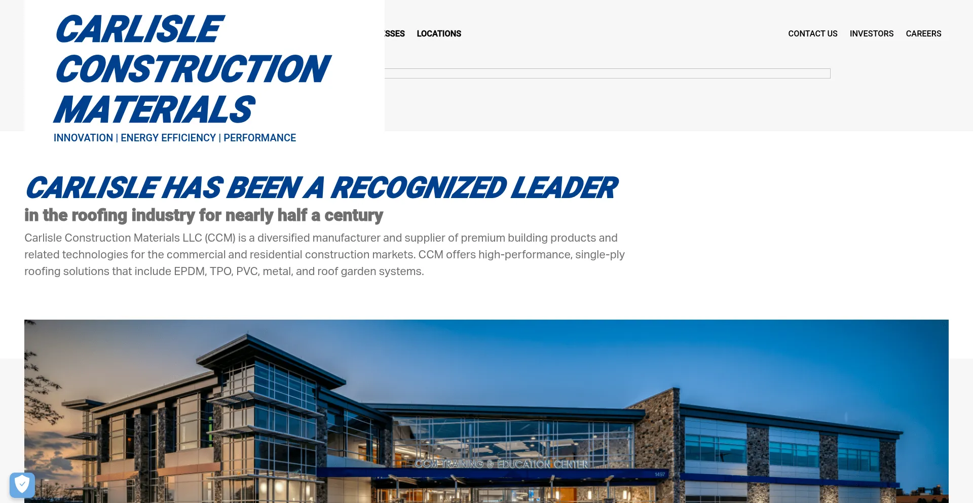 Website screenshot of Carlisleconstructionmaterials.com