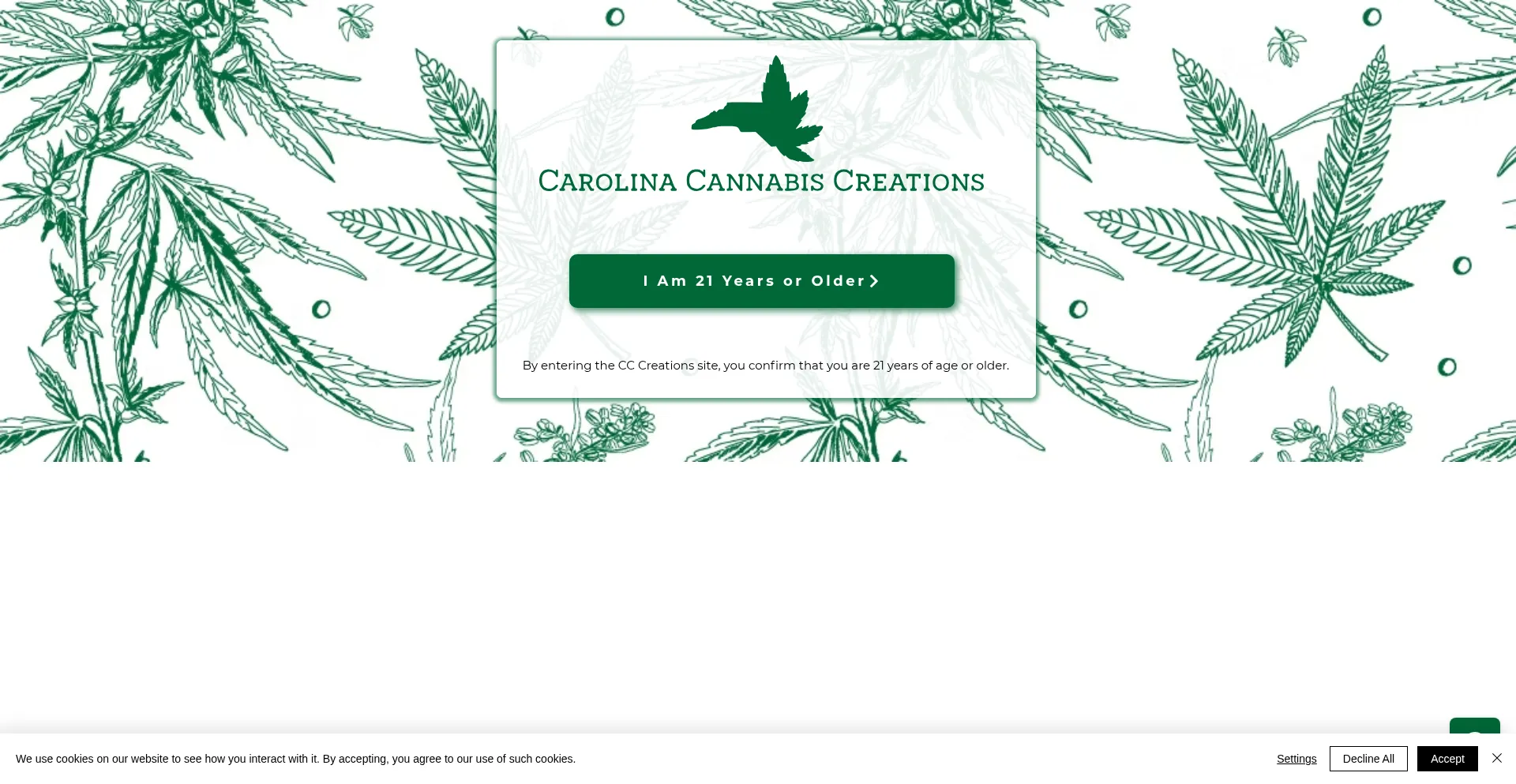 Website screenshot of Carolinacannabiscreations.com
