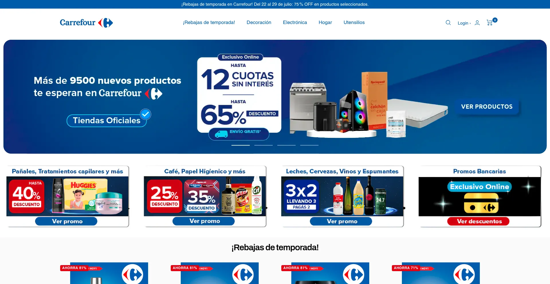 Website screenshot of Carrefour-arg.com