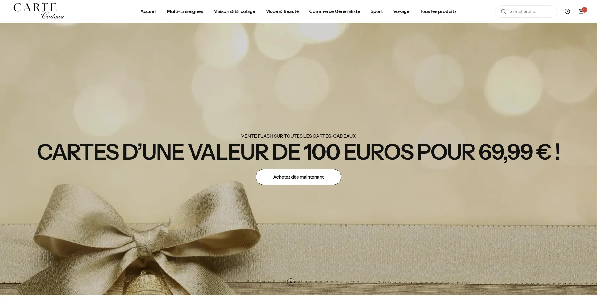 Website screenshot of Cartecadeau.shop