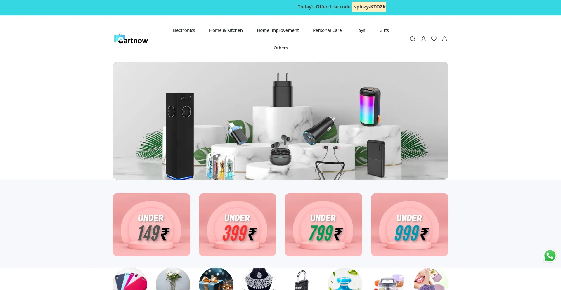 Website screenshot of Cartnow.in