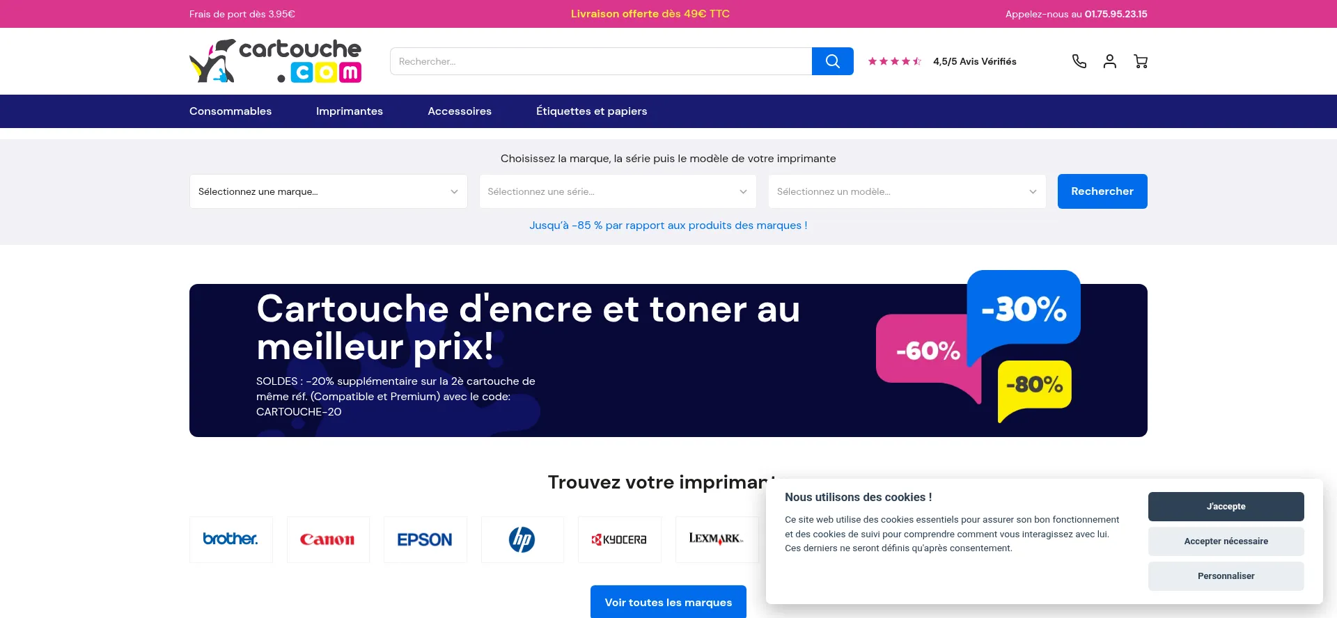 Website screenshot of Cartouche.com