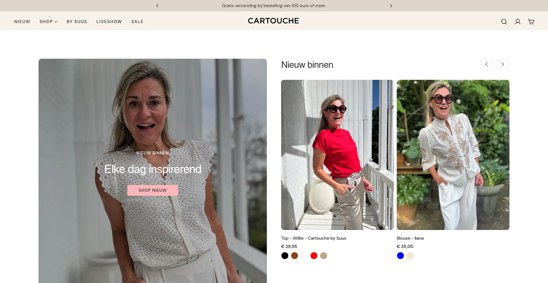 Website screenshot of Cartouchefashion.com