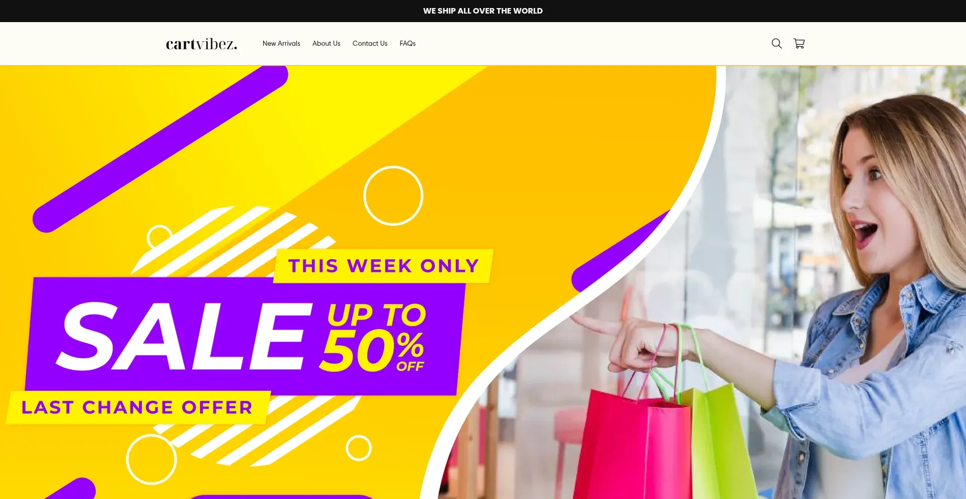 Website screenshot of Cartvibez.com