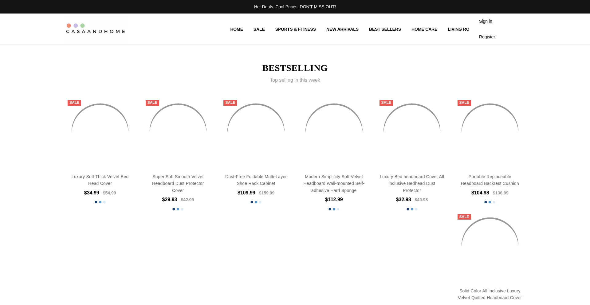 Website screenshot of Casaandhome.com
