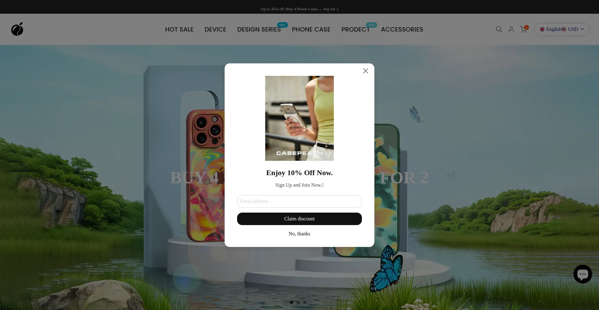 Website screenshot of Case-peach.com