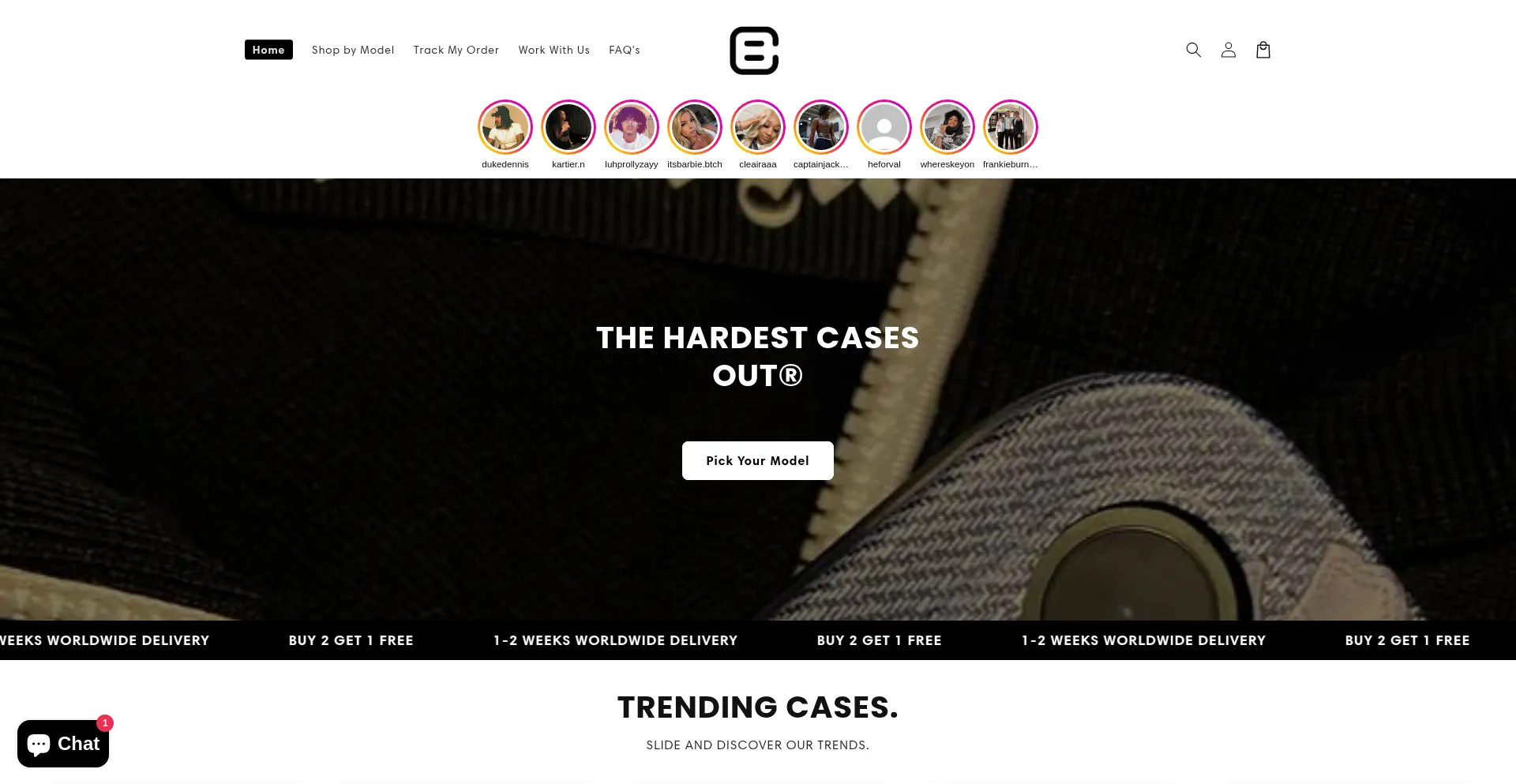 Website screenshot of Caseblvd.shop