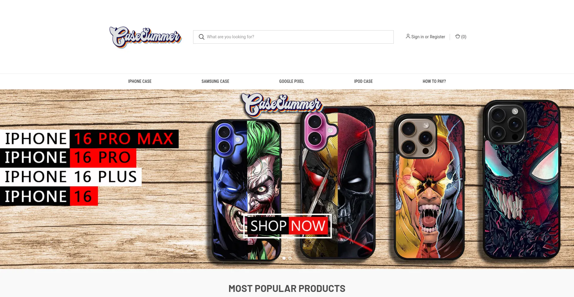 Website screenshot of Casesummer.com
