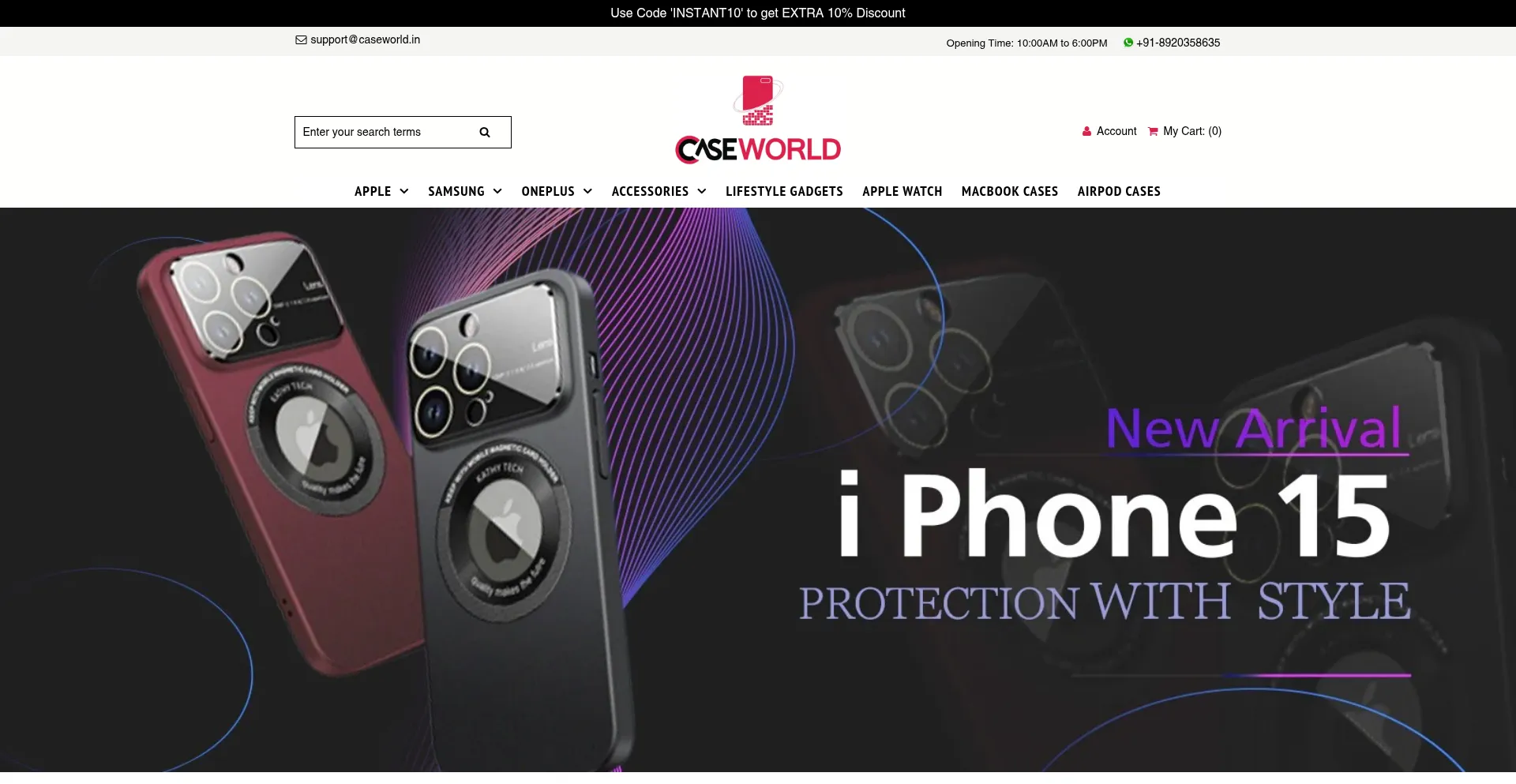 Website screenshot of Caseworld.in