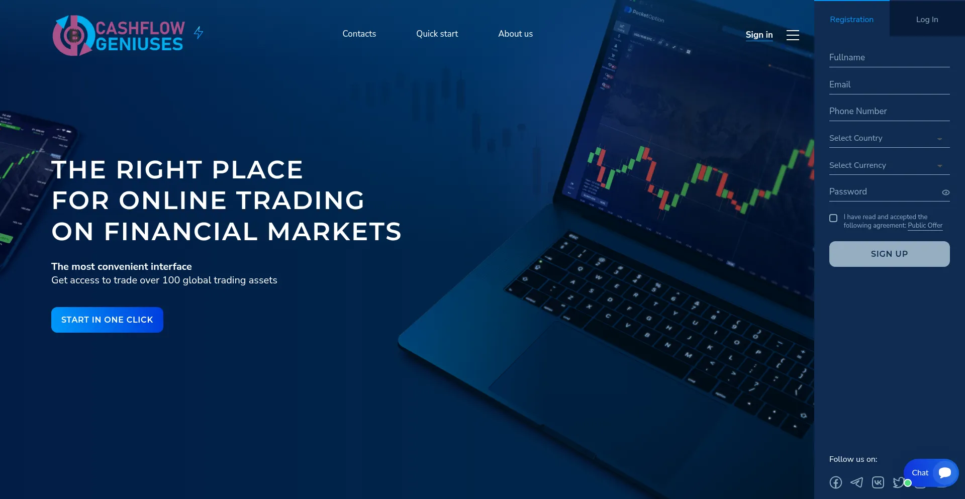Website screenshot of Cashflowgeniuses.com