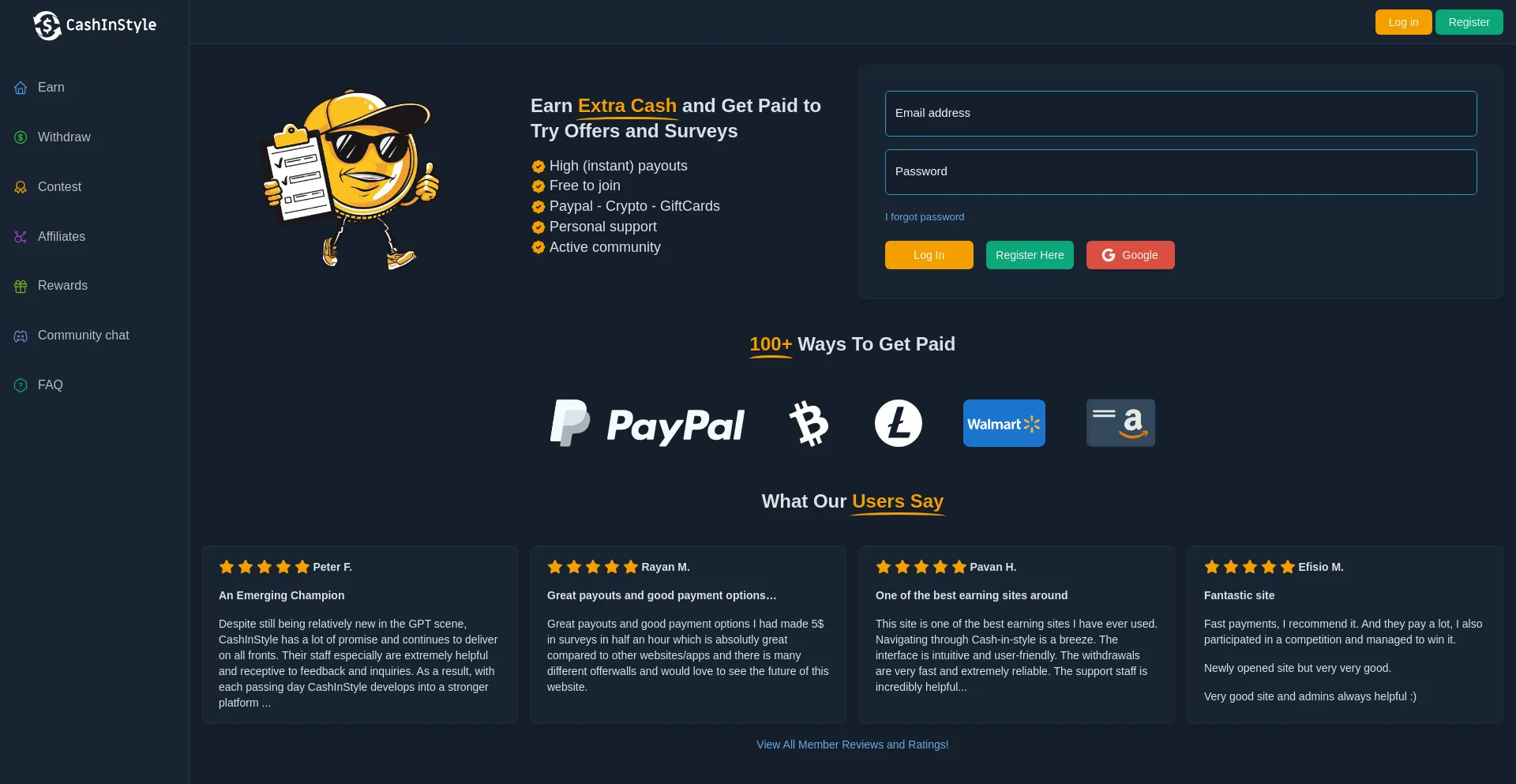 Website screenshot of Cashinstyle.com