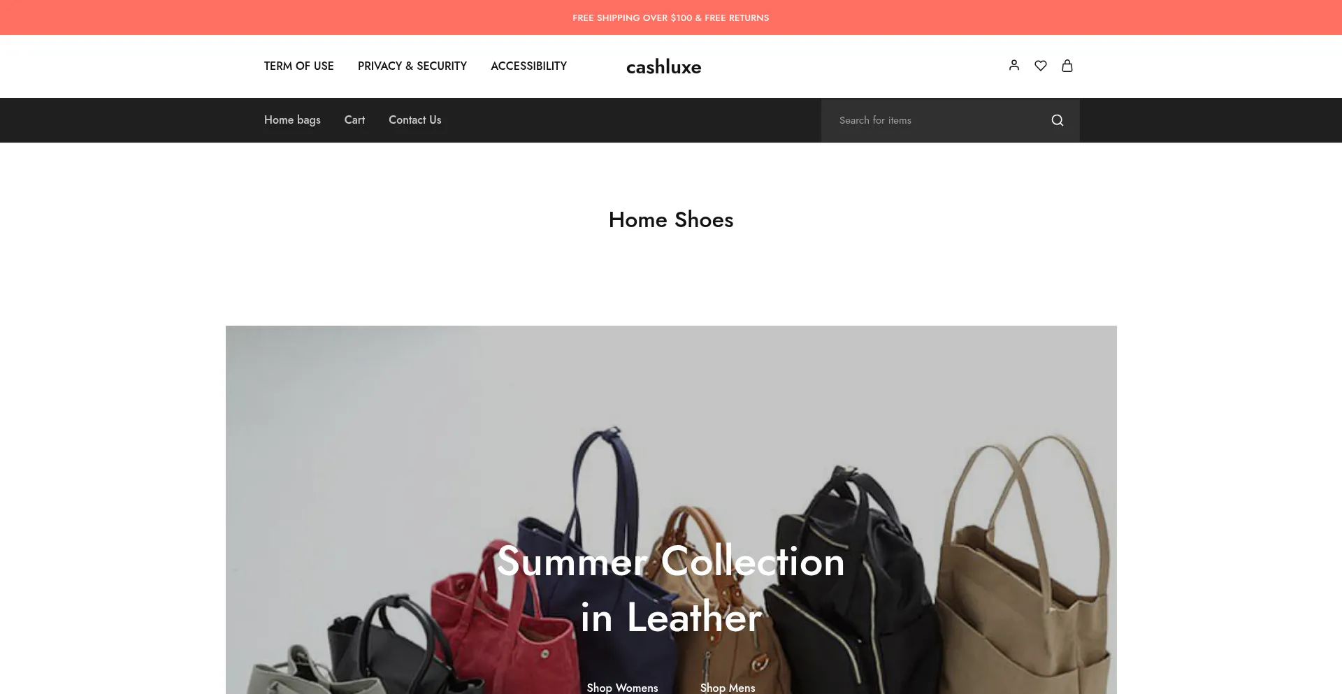 Website screenshot of Cashluxe.shop