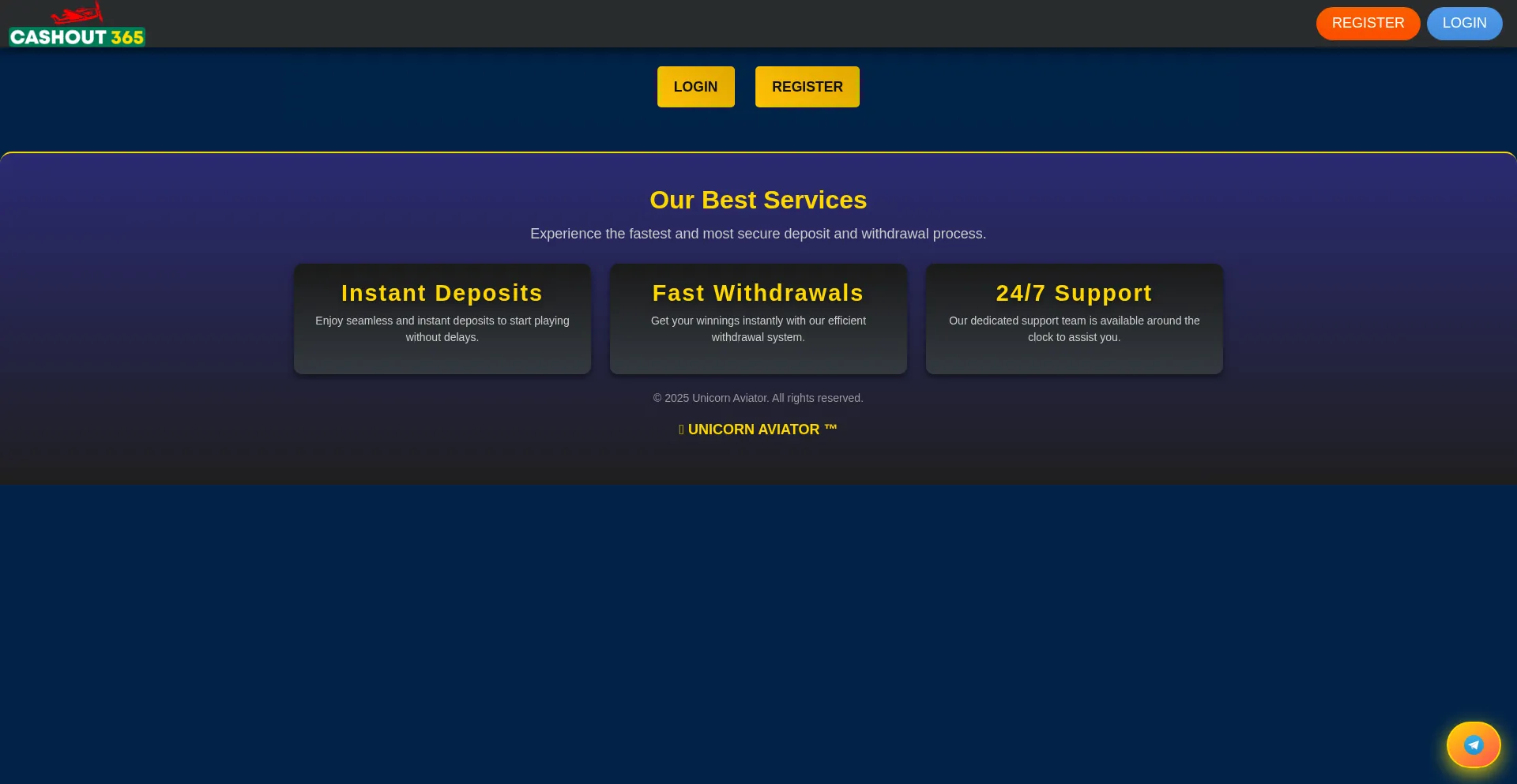 Website screenshot of Cashout365-aviator.com