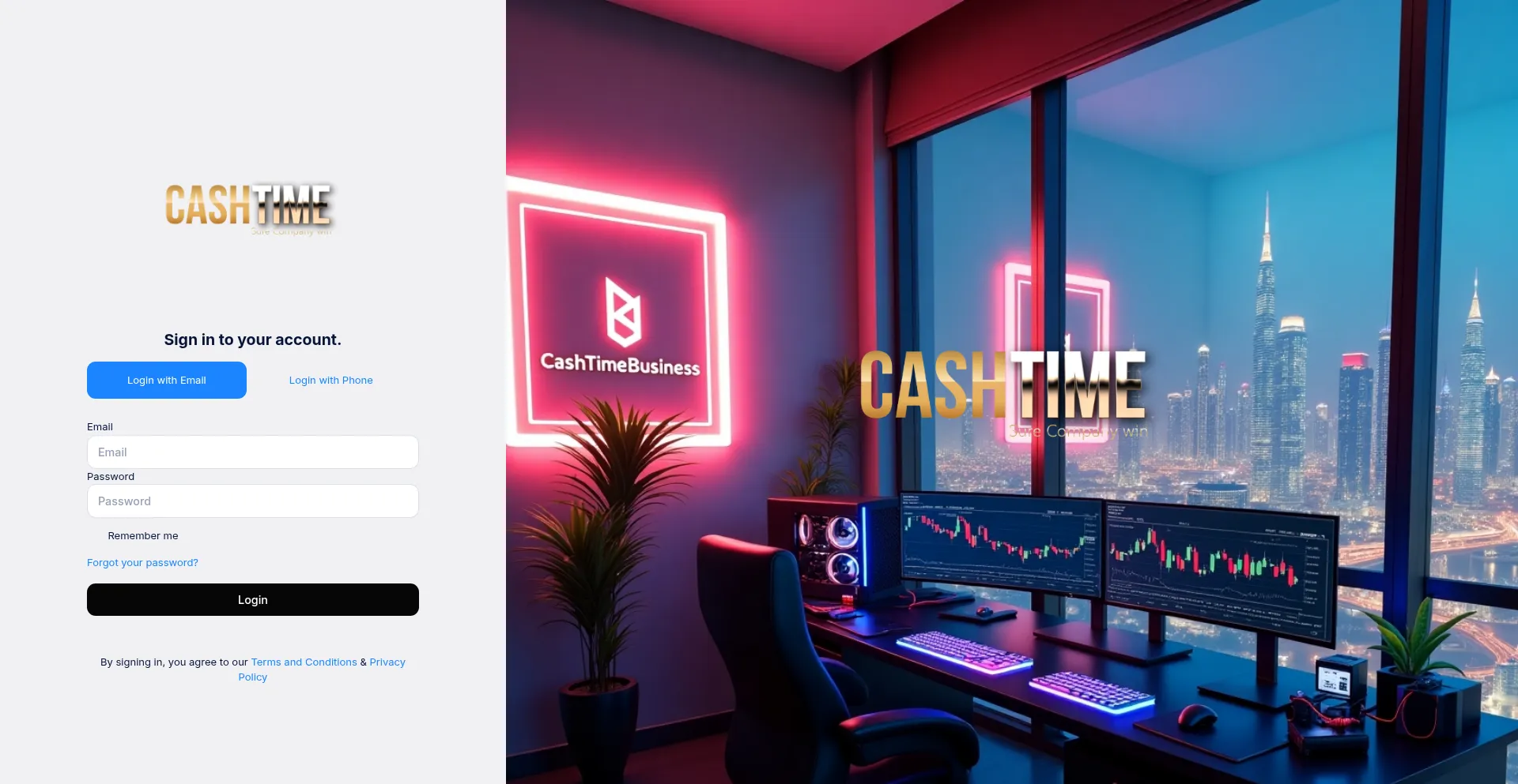 Website screenshot of Cashtime.business
