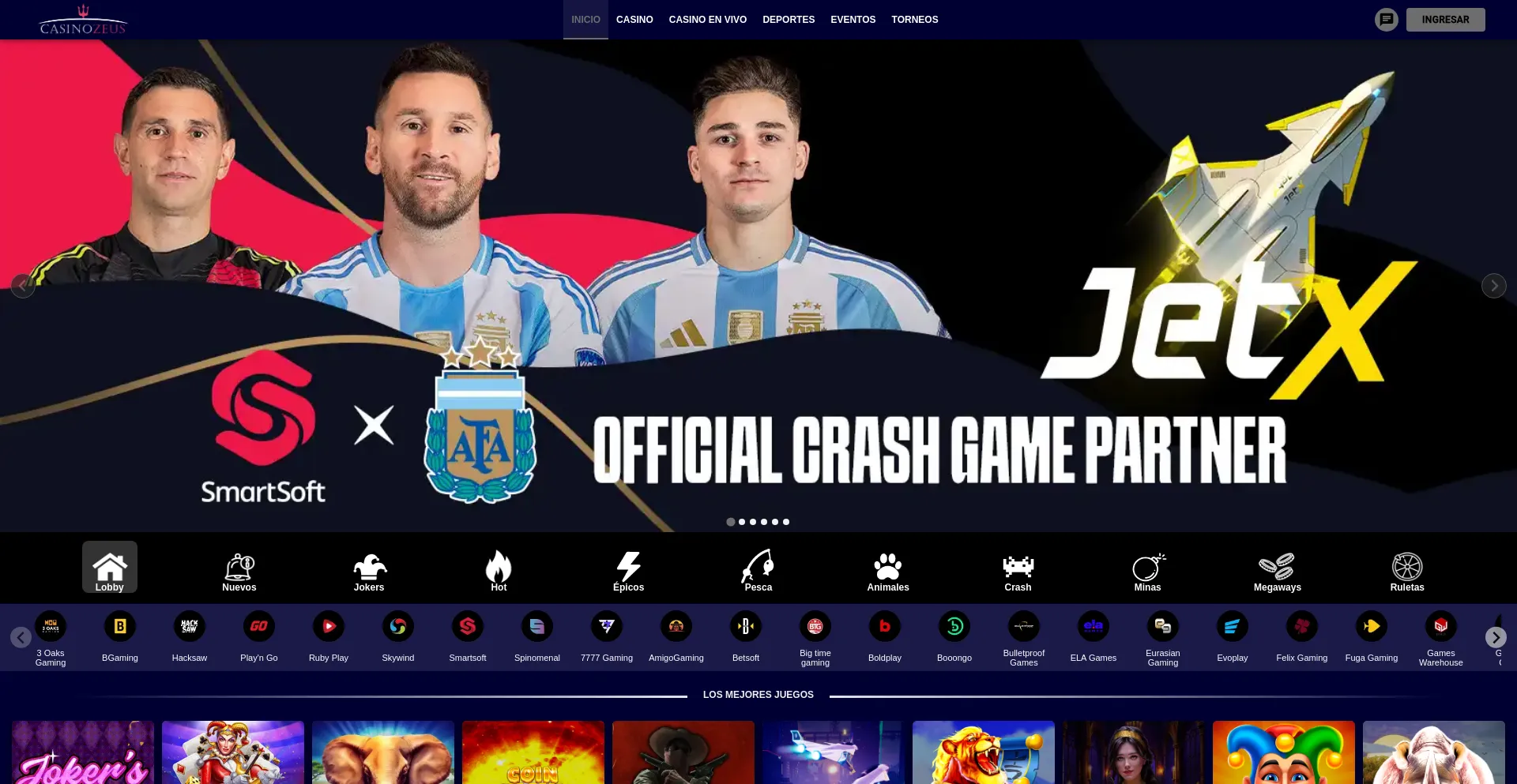 Website screenshot of Casinozeus10.com