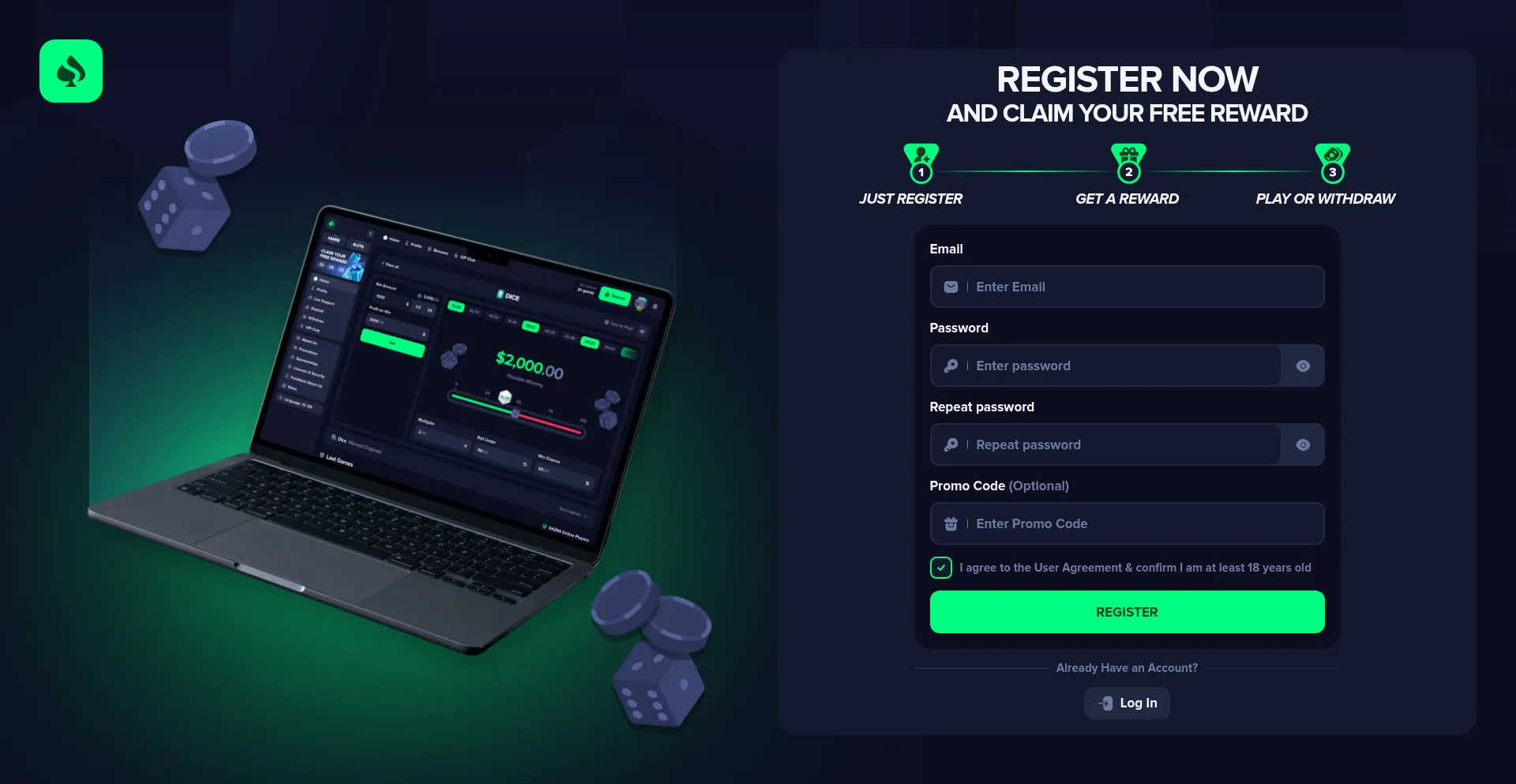 Website screenshot of Caskick.com
