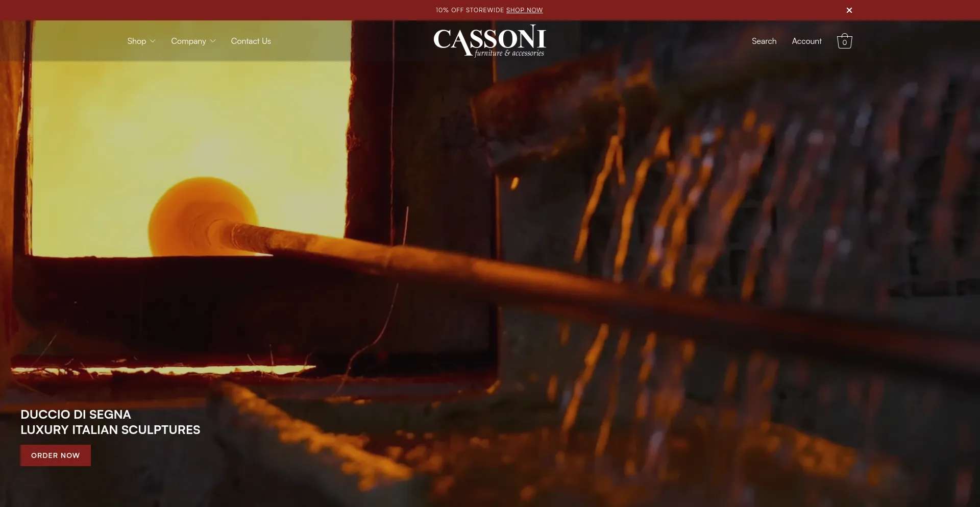 Website screenshot of Cassoni.com