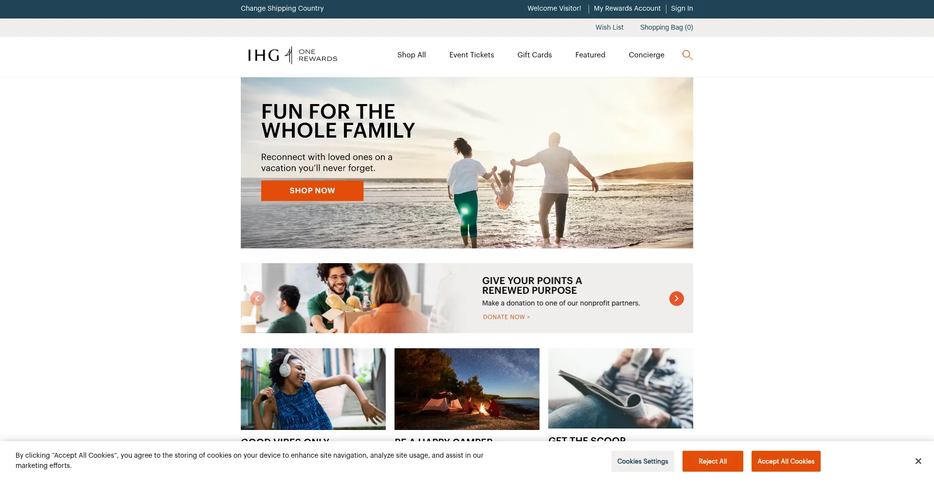 Website screenshot of Catalog.ihg.com