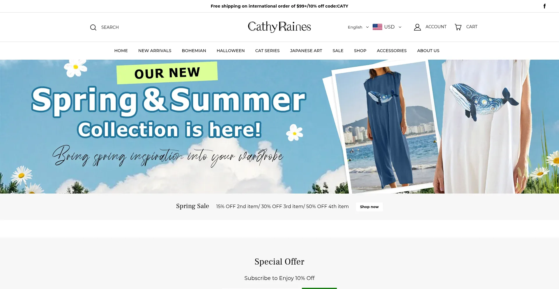 Website screenshot of Cathyraines.com