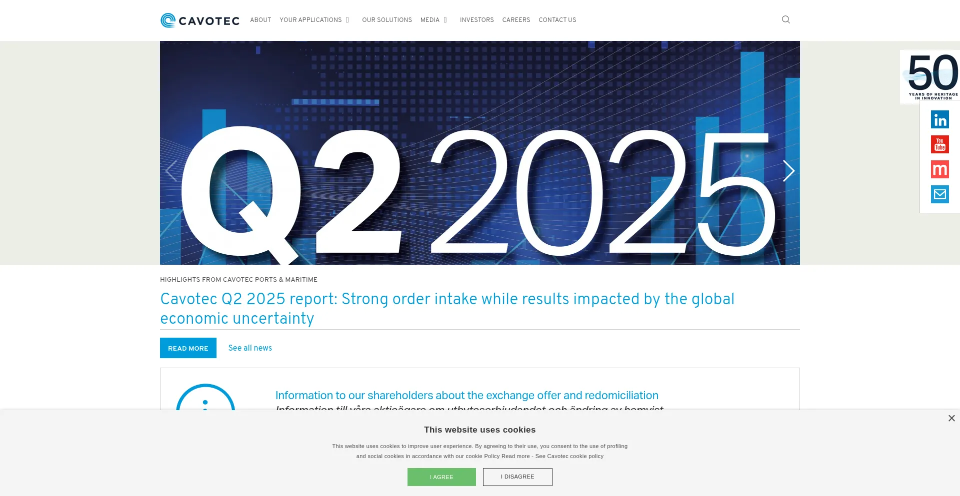Website screenshot of Cavotec.com