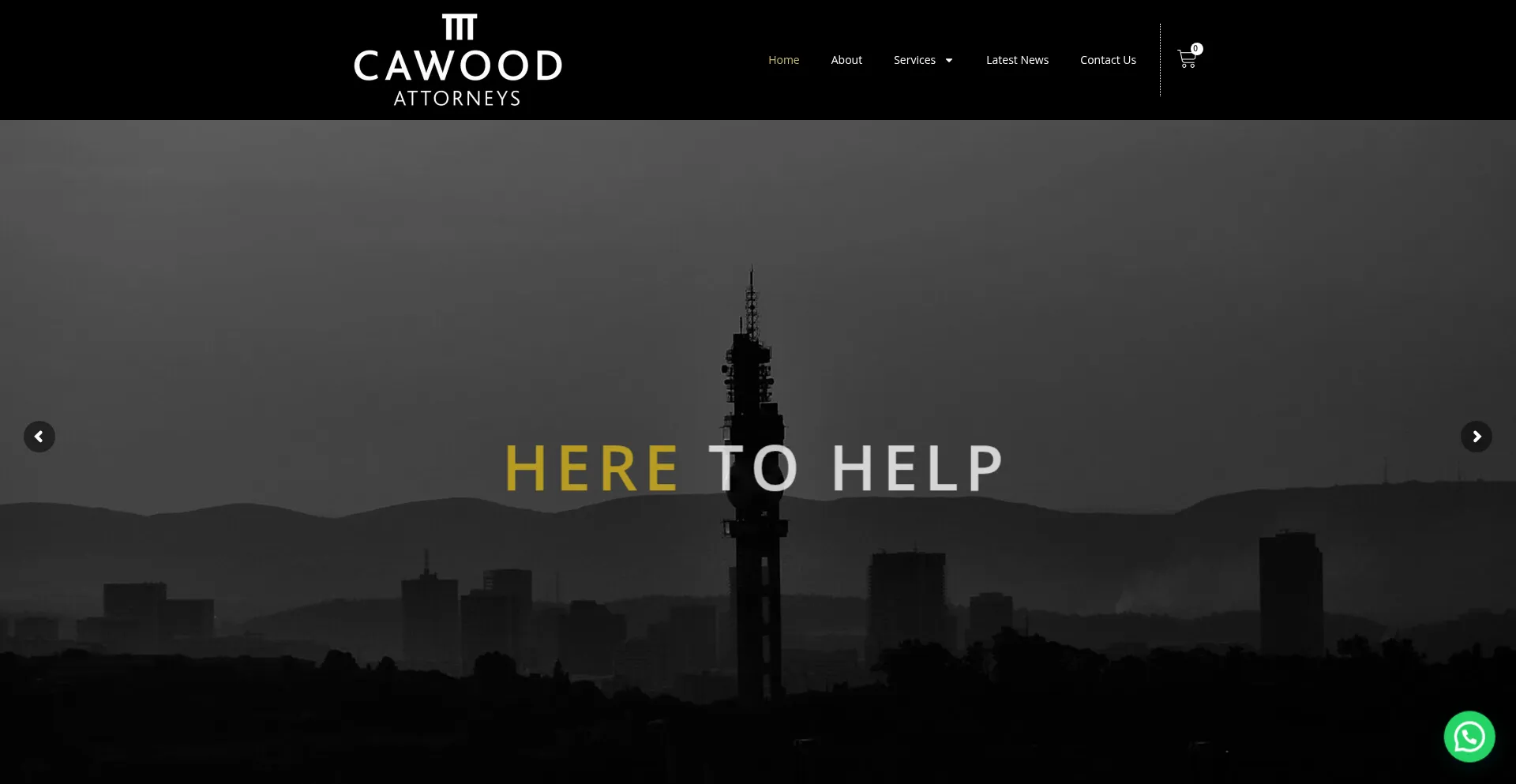 Website screenshot of Cawoodlaw.co.za